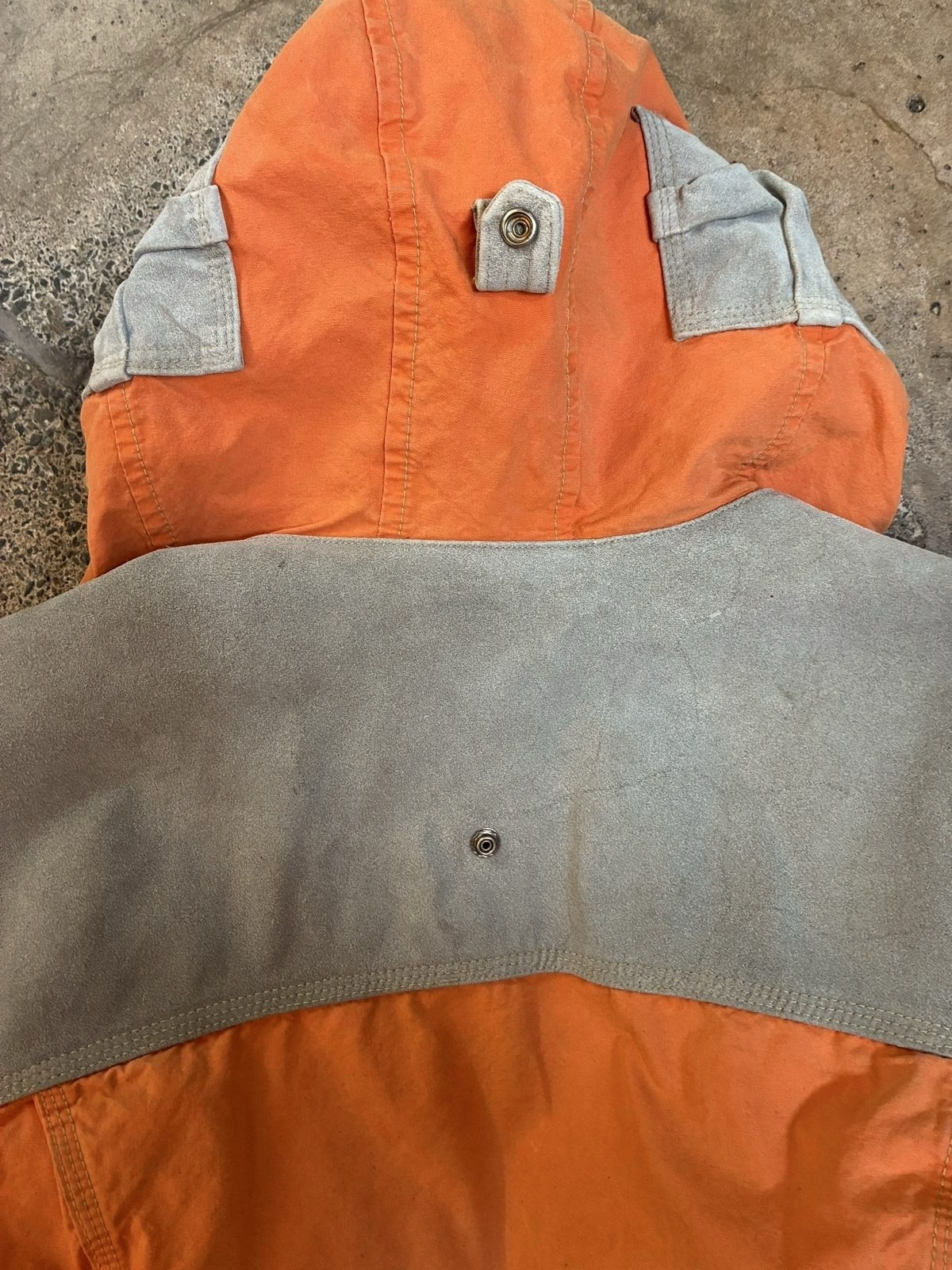 Vintage Diesel Orange & Grey workwear 90s y2k Hooded Jacket Medium Cotton Blend image 10