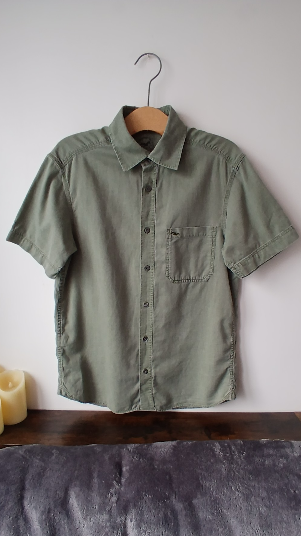 Marks & Spencer Green Cotton Short Sleeve Shirt Small