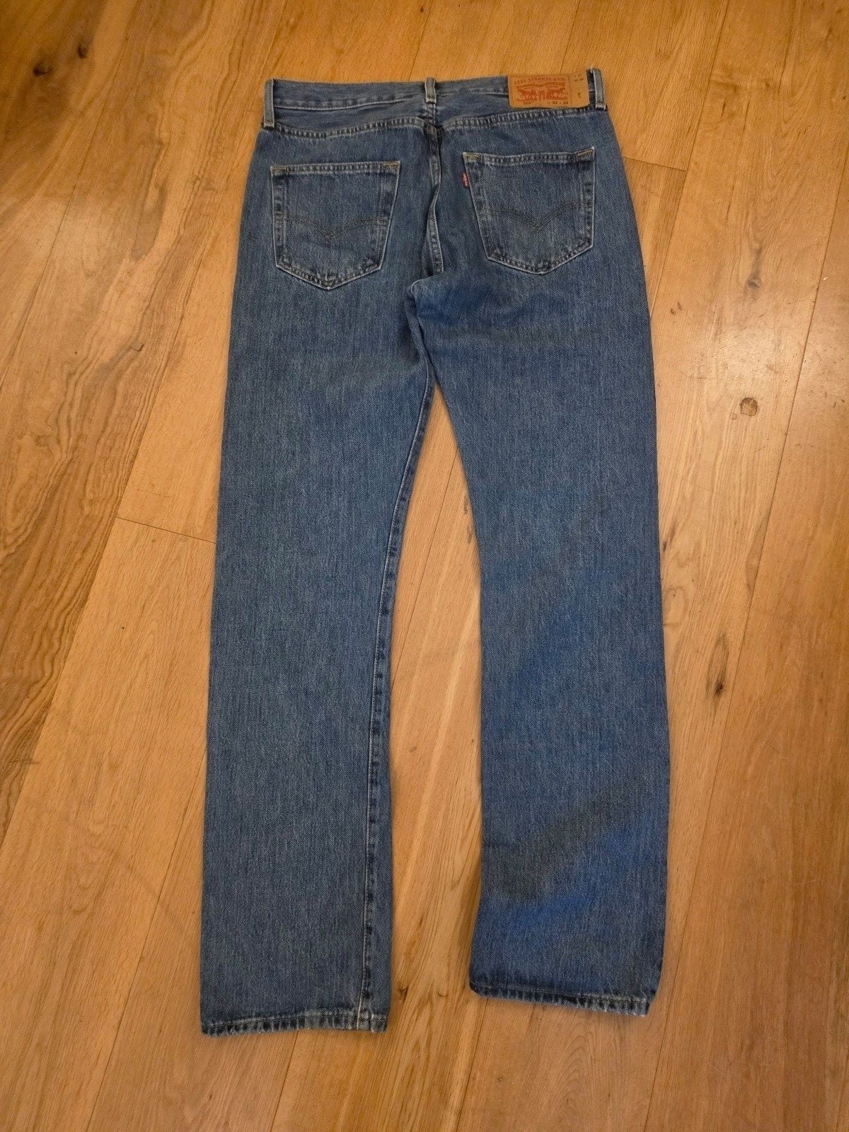 Levi's 501 Blue Denim Jeans 33W 34L Fit image 4