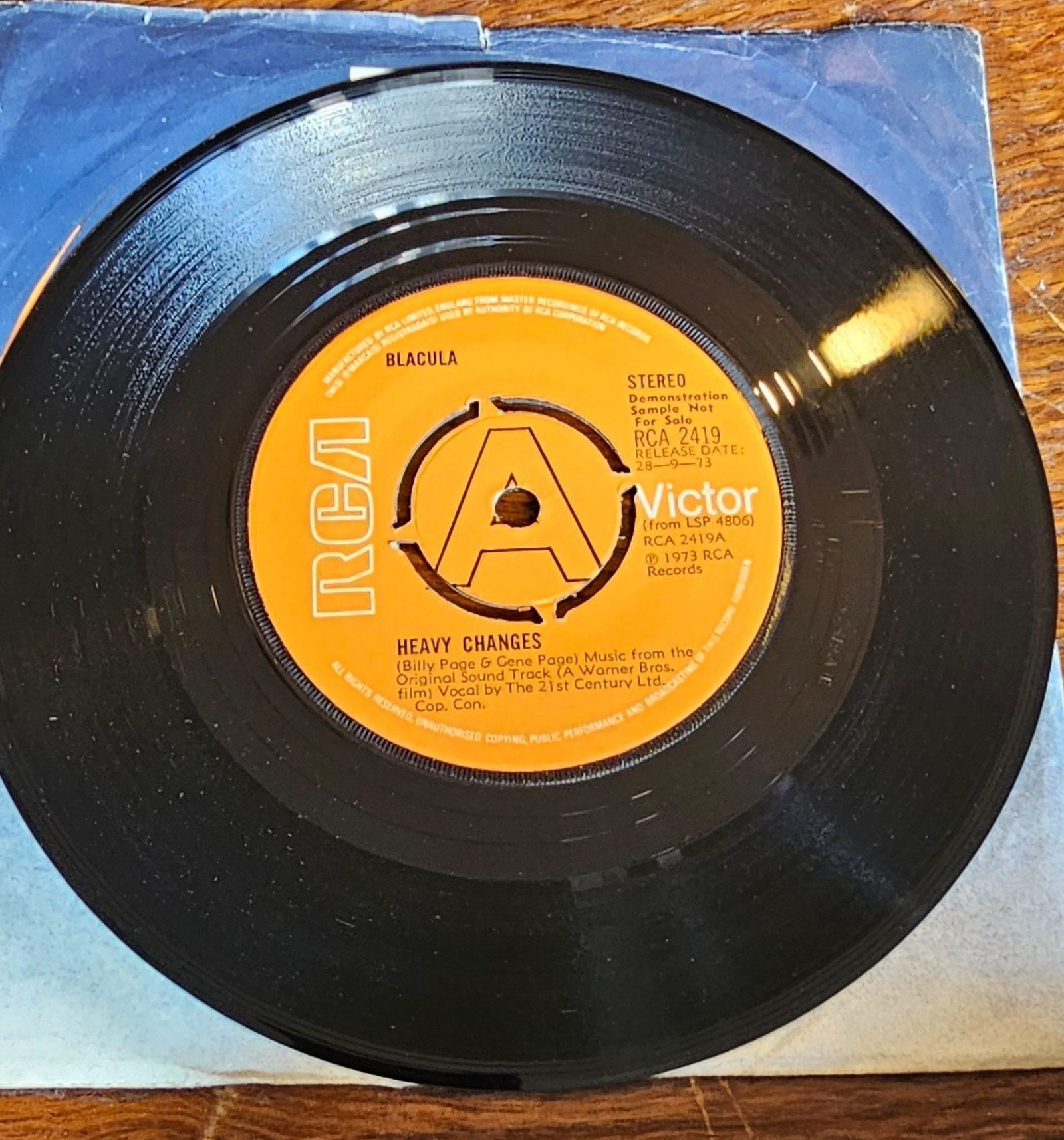 Blacula Heavy Changes PROMO RCA 2419 7" Vinyl Single