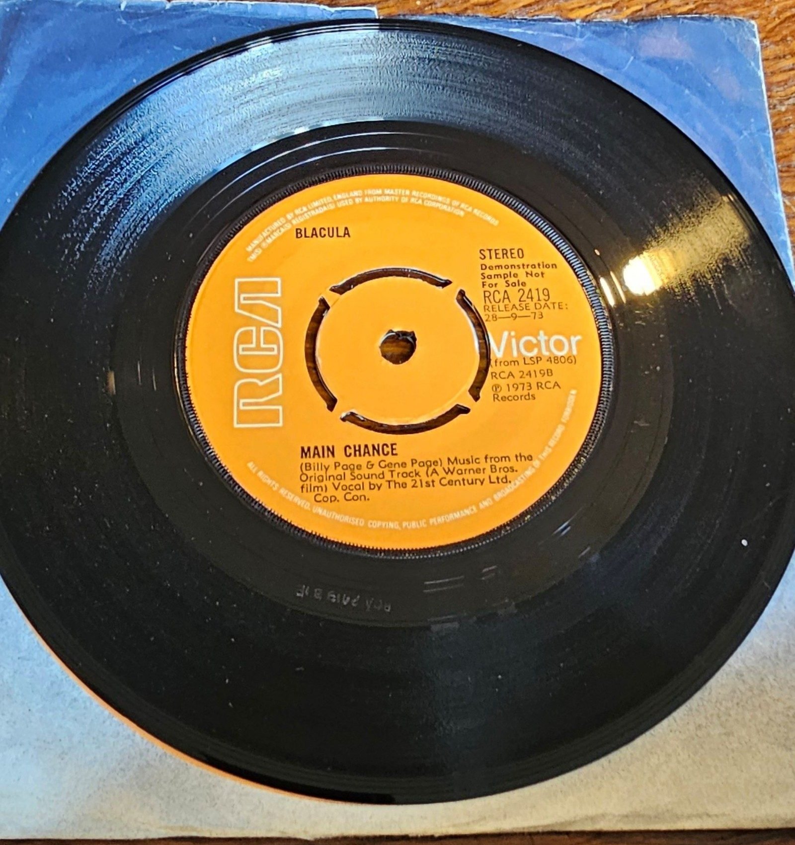 Blacula Heavy Changes PROMO RCA 2419 7" Vinyl Single image 2