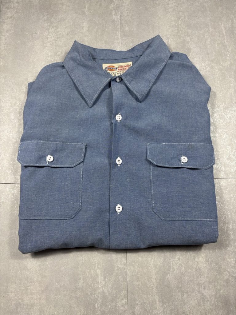 Dickies Blue Poly-Cotton Button Up Long Sleeve Shirt 34/35