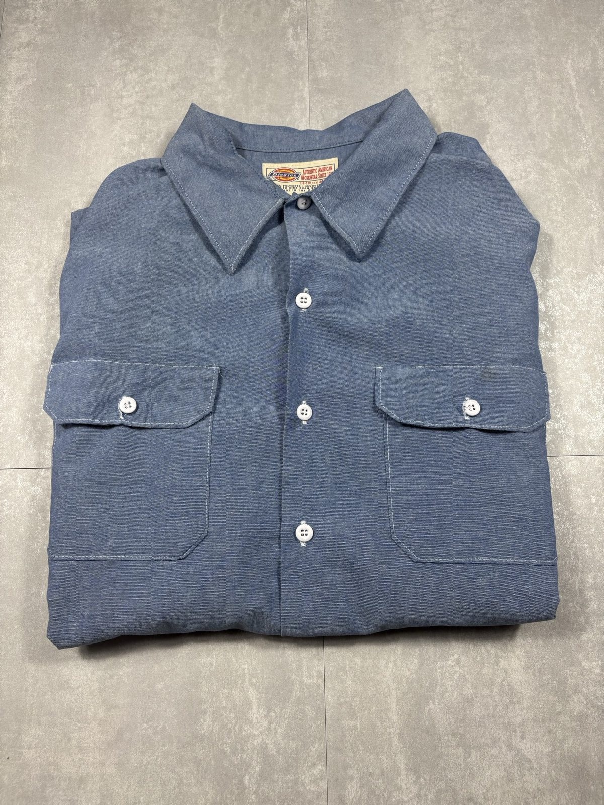 Dickies Blue Poly-Cotton Button Up Long Sleeve Shirt 34/35