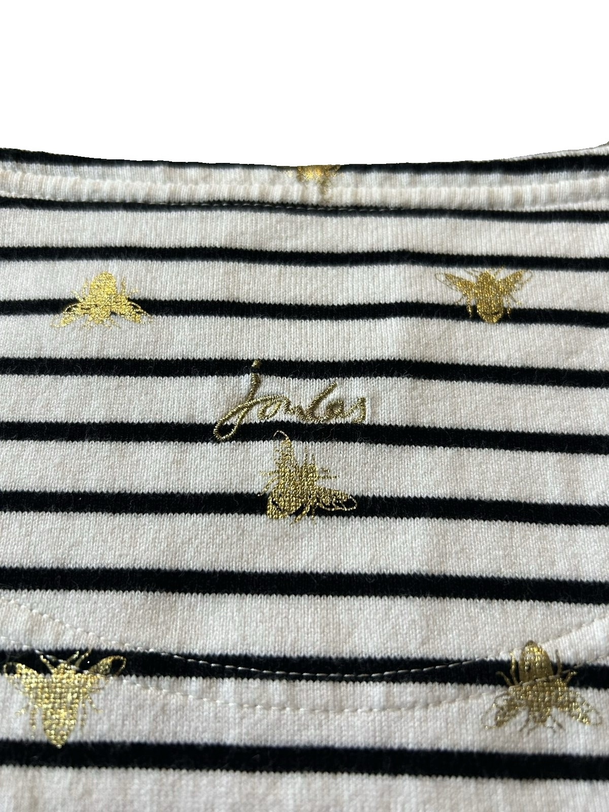 Joules Women's White & Black Striped Bee Print Top UK 10 image 7