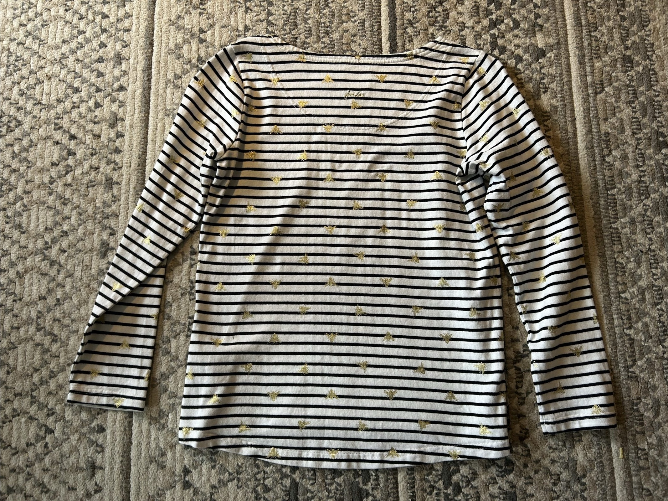 Joules Women's White & Black Striped Bee Print Top UK 10 image 8