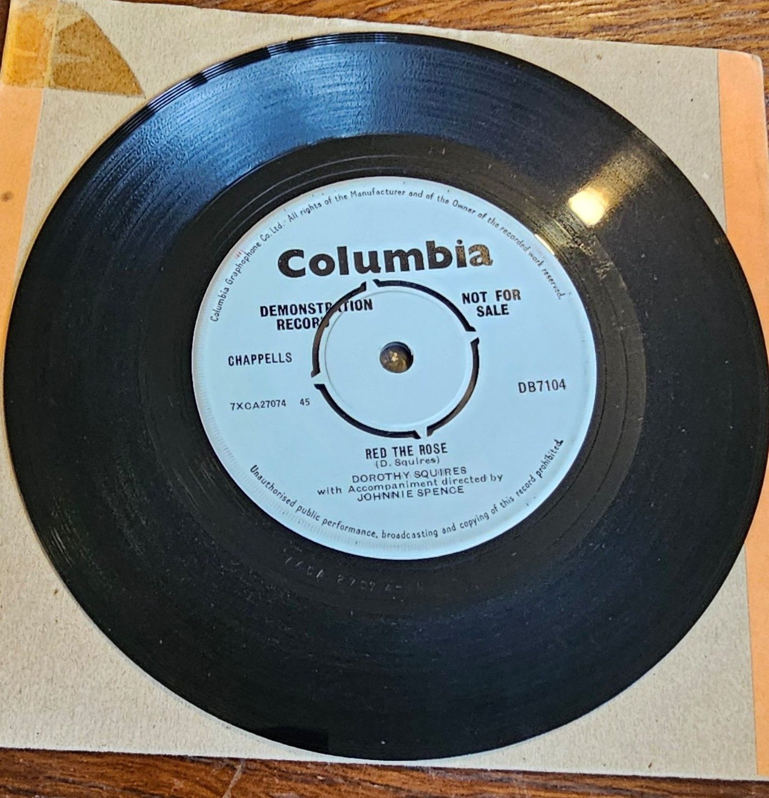 Dorothy Squires I Won't Cry Anymore PROMO Columbia DB7104 7" Vinyl Single image 2