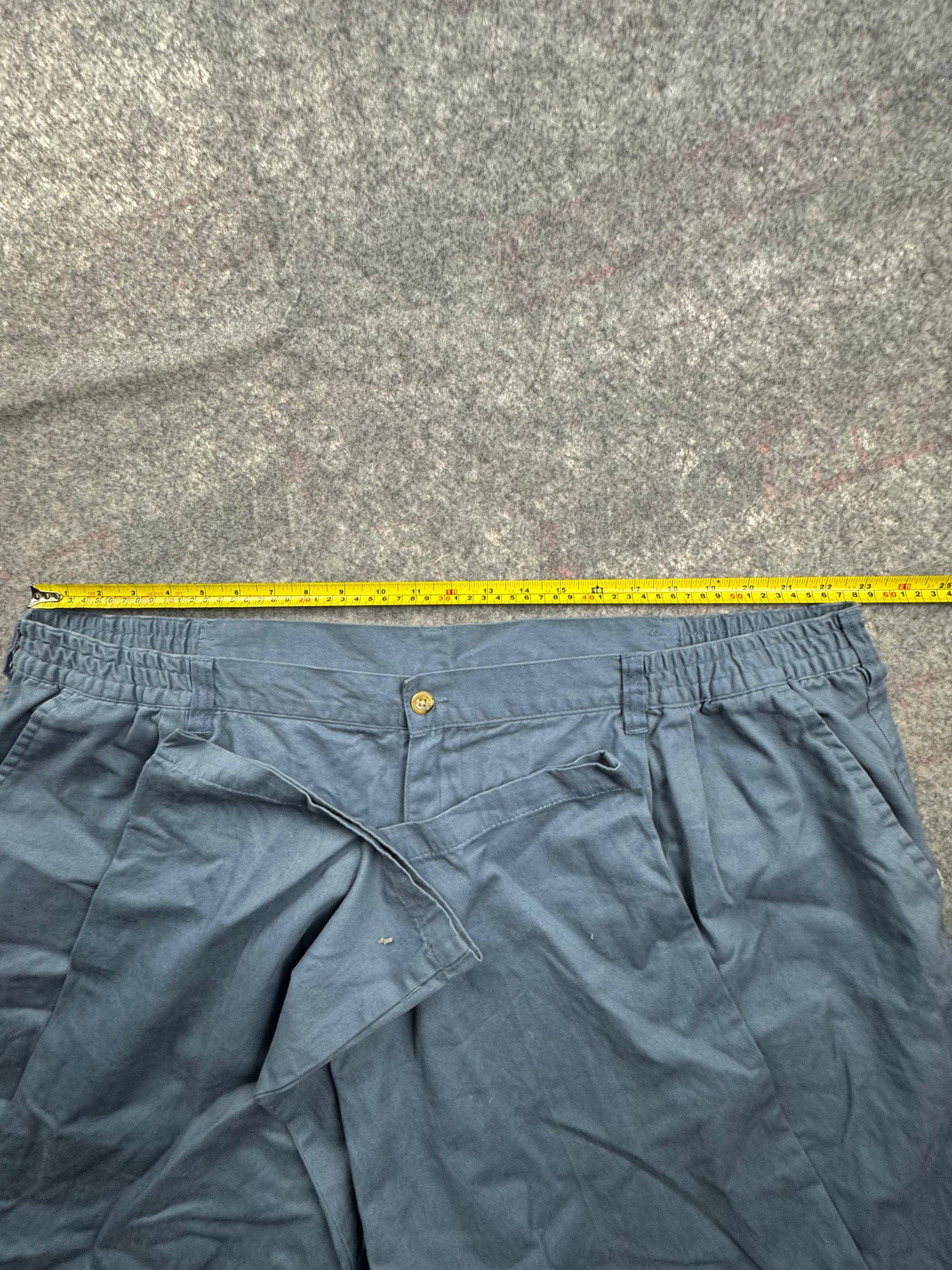 Cotton Twill Navy Relaxed Cargo Trousers Elastic Waist Large 48W image 5