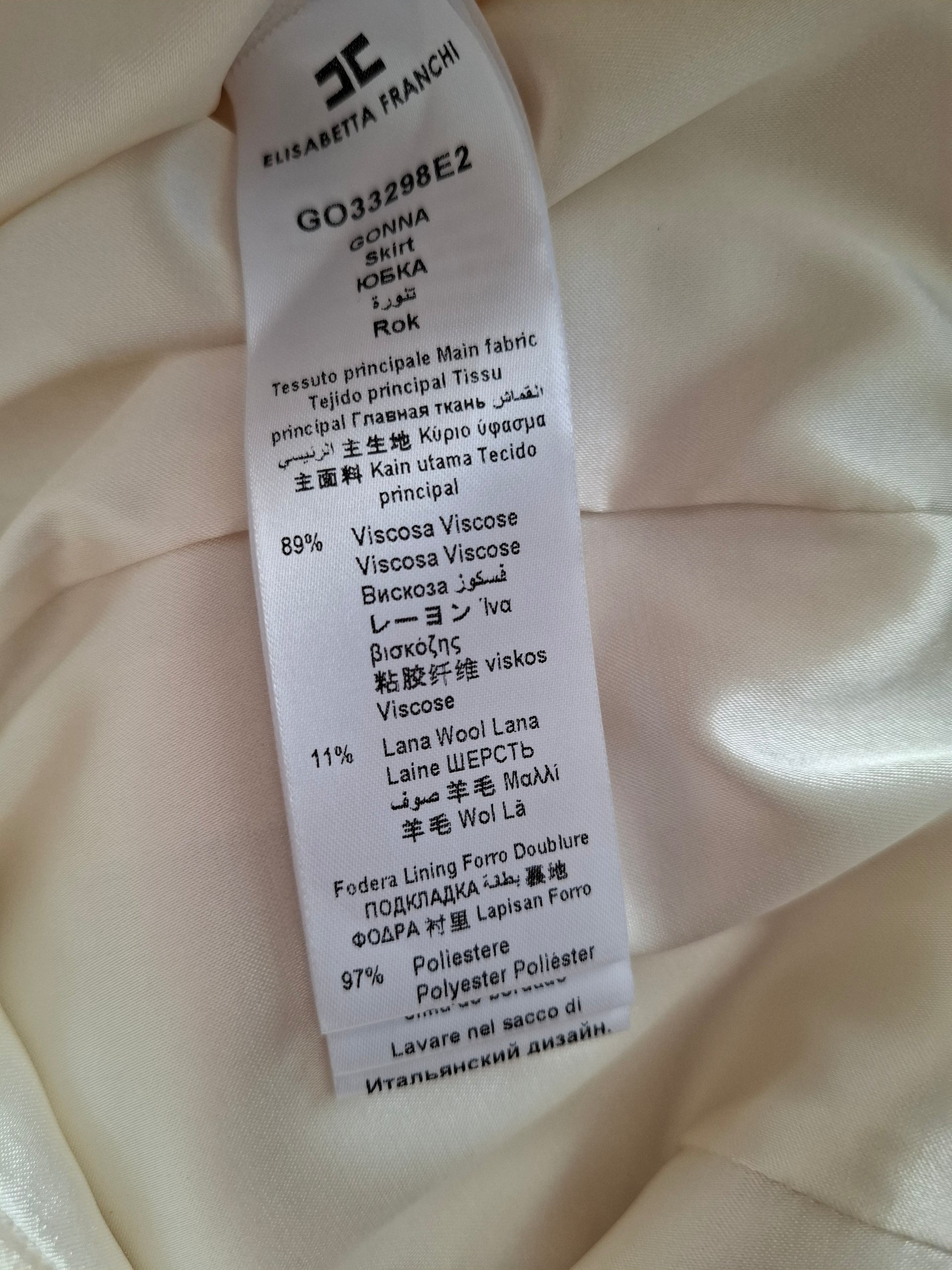 New Elisabetta Franchi Cream Embroidered Mini Skirt Size M image 9