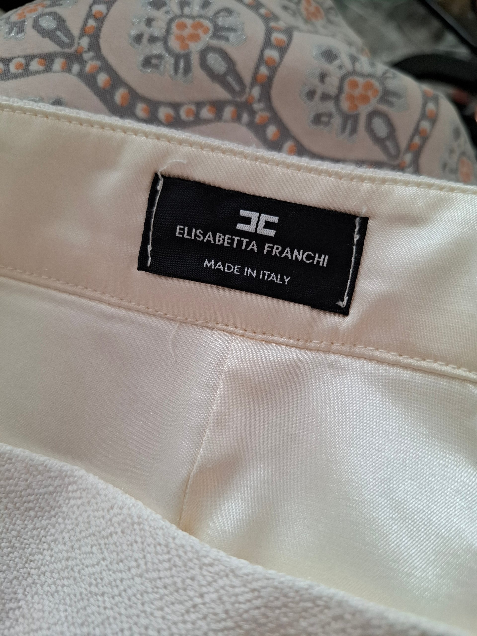 New Elisabetta Franchi Cream Embroidered Mini Skirt Size M image 7