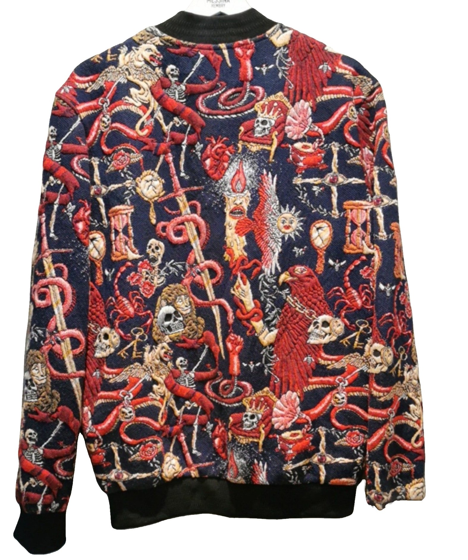 Zara Mens Navy Embroidered Bomber Jacket Large image 2