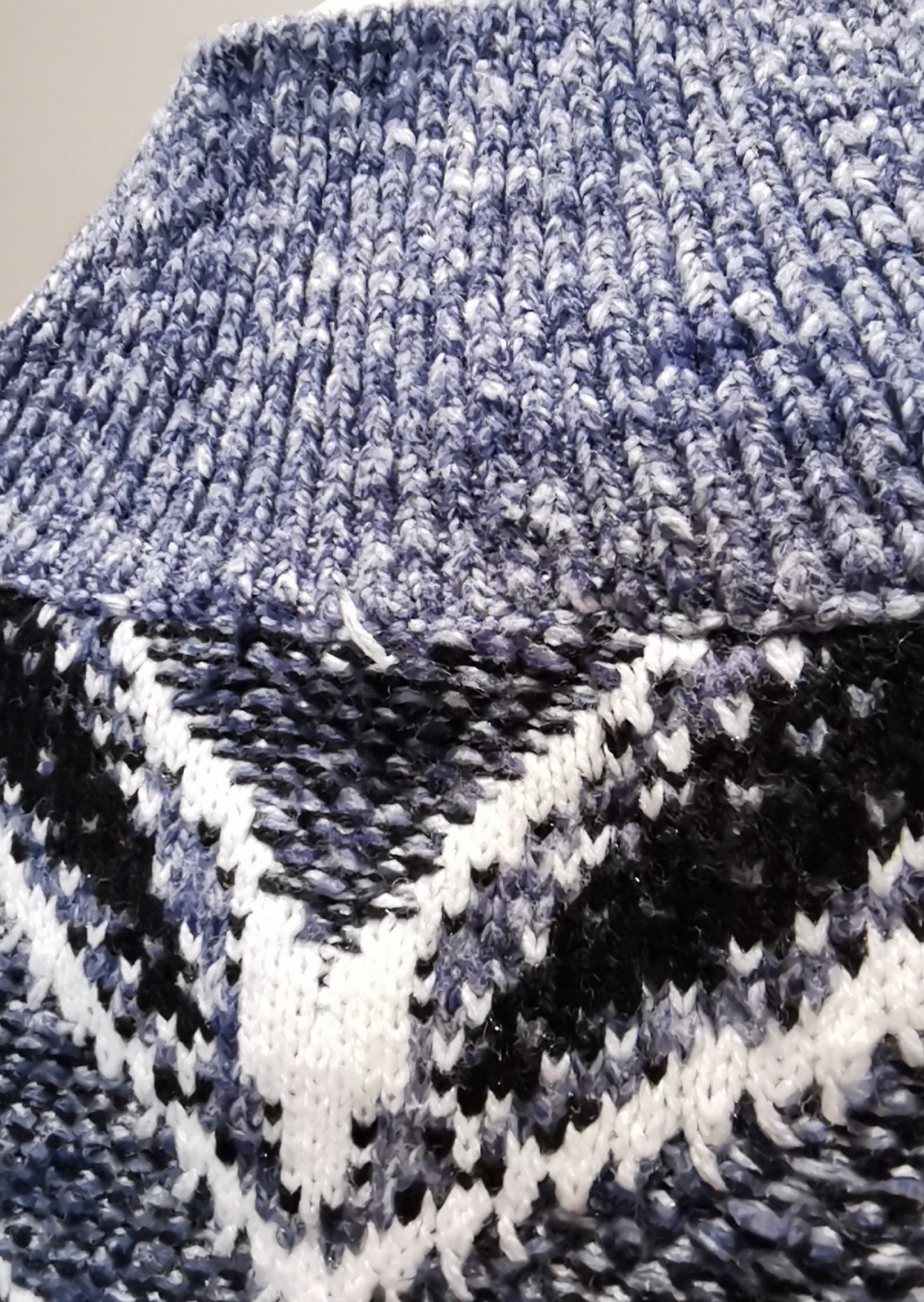 Zara Blue Patterned Cropped Knit Jumper Medium image 3