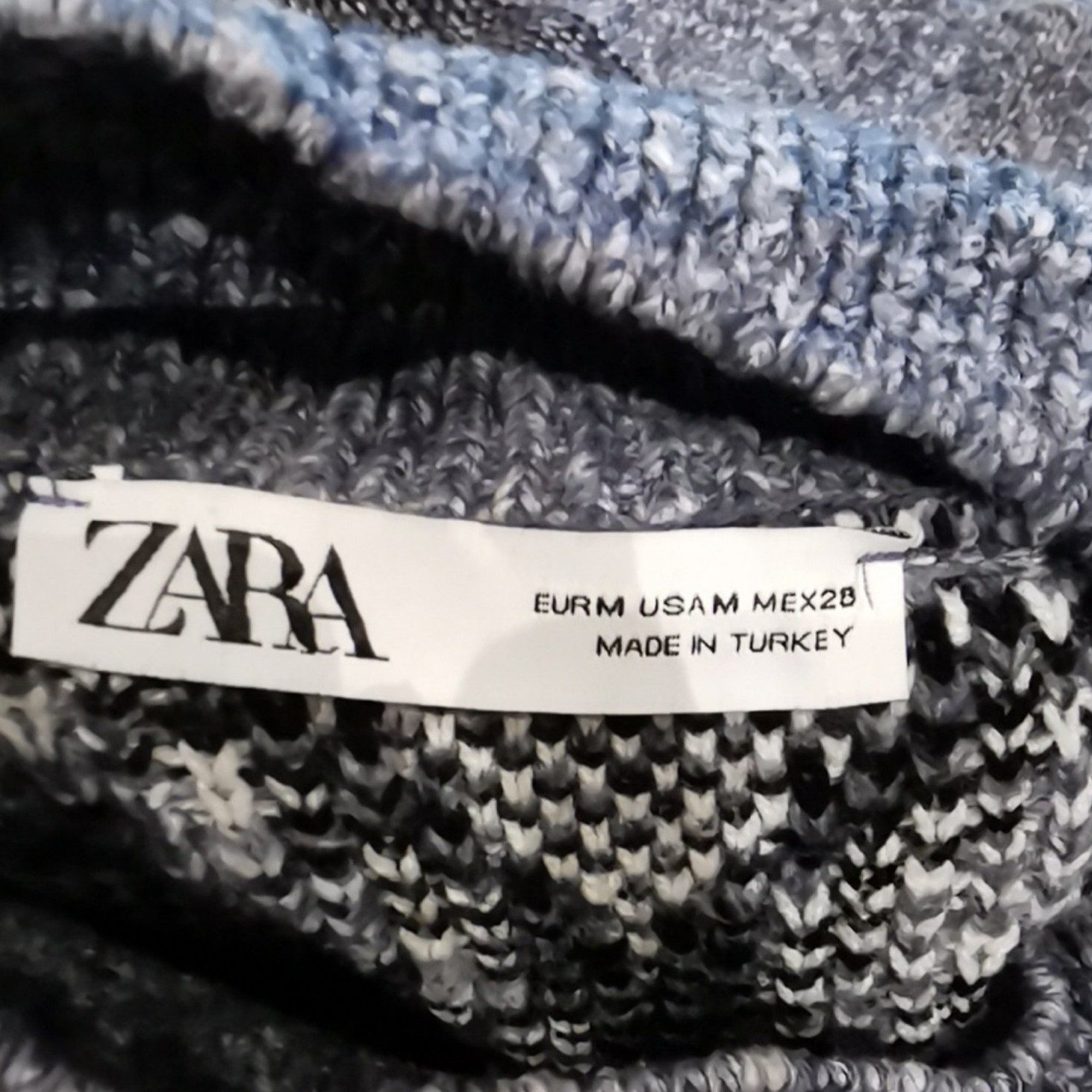 Zara Blue Patterned Cropped Knit Jumper Medium image 5