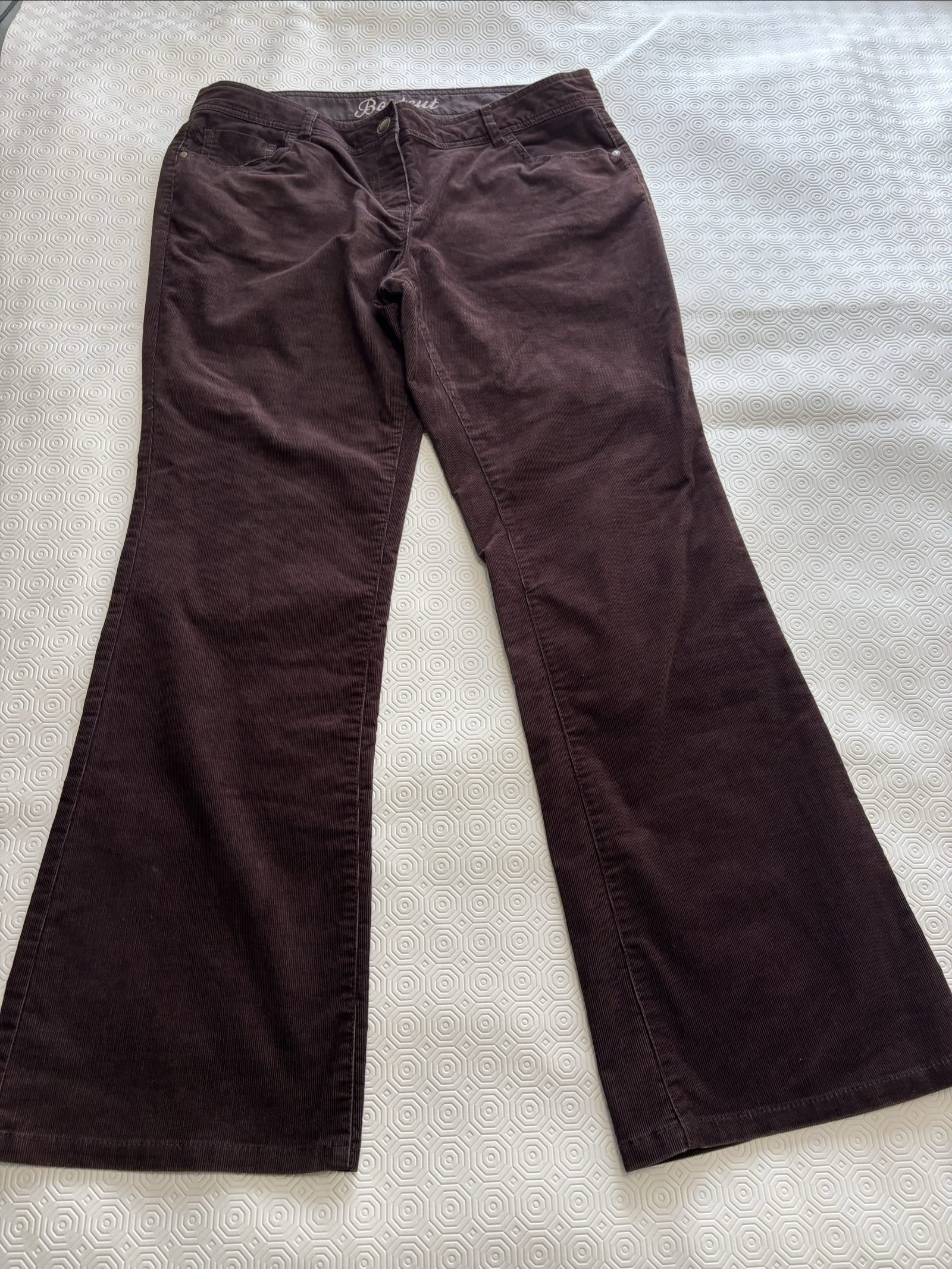 Brown Corduroy Bootcut Trousers Size 16