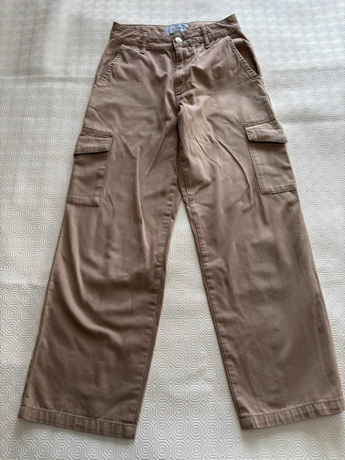 New Look Women's Beige Denim Cargo Trousers age 9