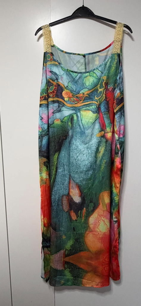 SHEIN Multicoloured Abstract Print Maxi Dress Size Medium Boho Holiday Summer