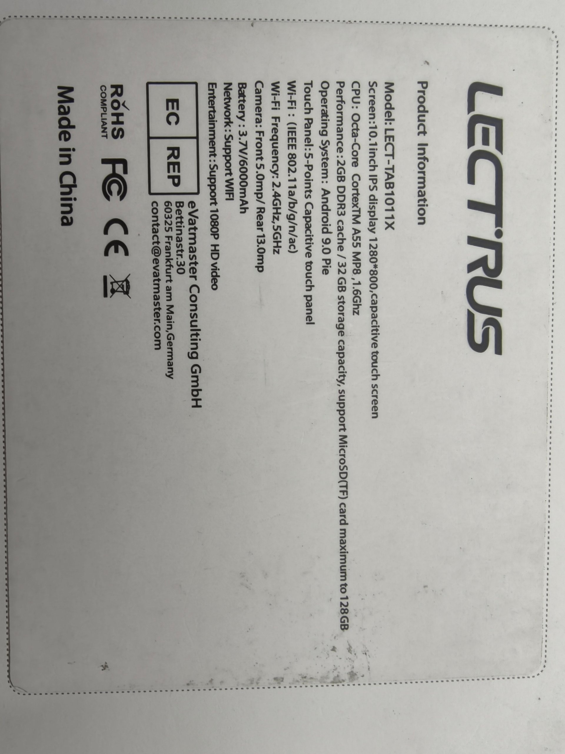 Tablet Lectrus Lect-tab101x 10.1 IPS Octa Core 2 gb Ram 32 gb Android 9 Cover Cavo Scatola Inclusi image 6