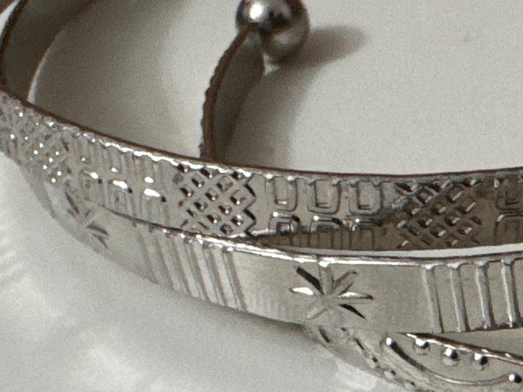 Silver Tone Patterned Metal Cuff Bracelets Set of 3 One Size image 5