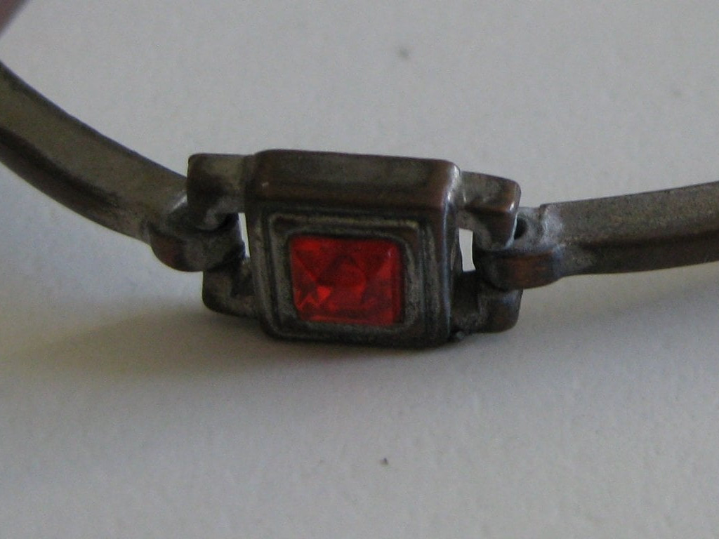 Vintage Silver-tone Red Stone Bracelet Unisex Jewel-Ja-3 image 8