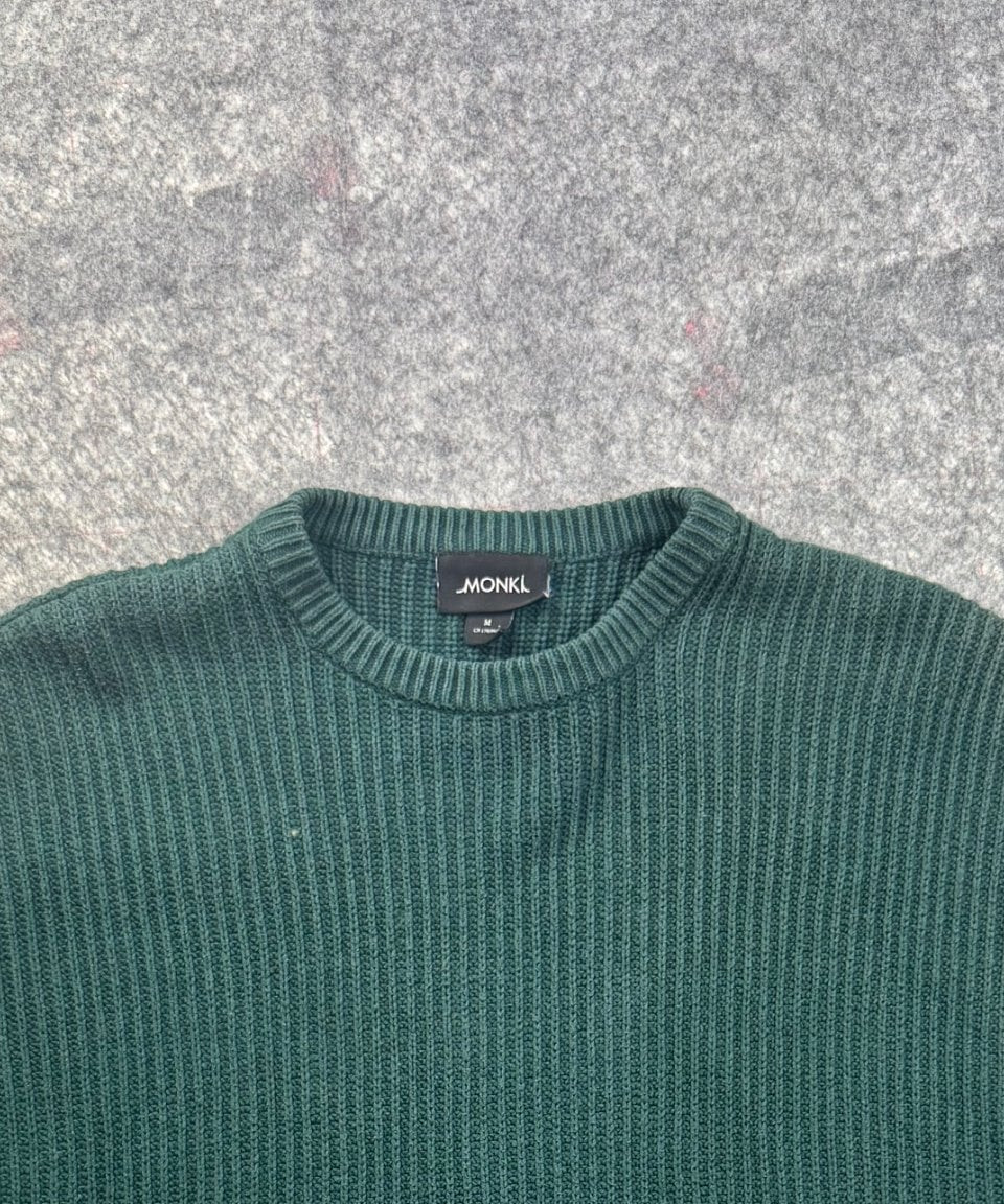 Monki Forest Green Rib Knit Crop Jumper Women’s M image 6