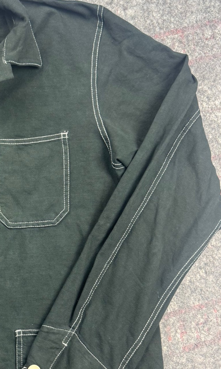 Uniqlo Black Contrast-Stitch Button Shirt Jacket Medium image 9