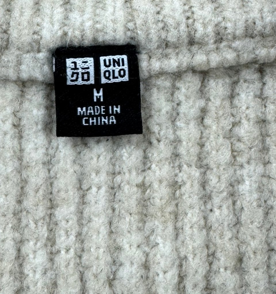 Uniqlo Cream Ribbed Half Zip Sweater Men’s M Wool Blend image 10