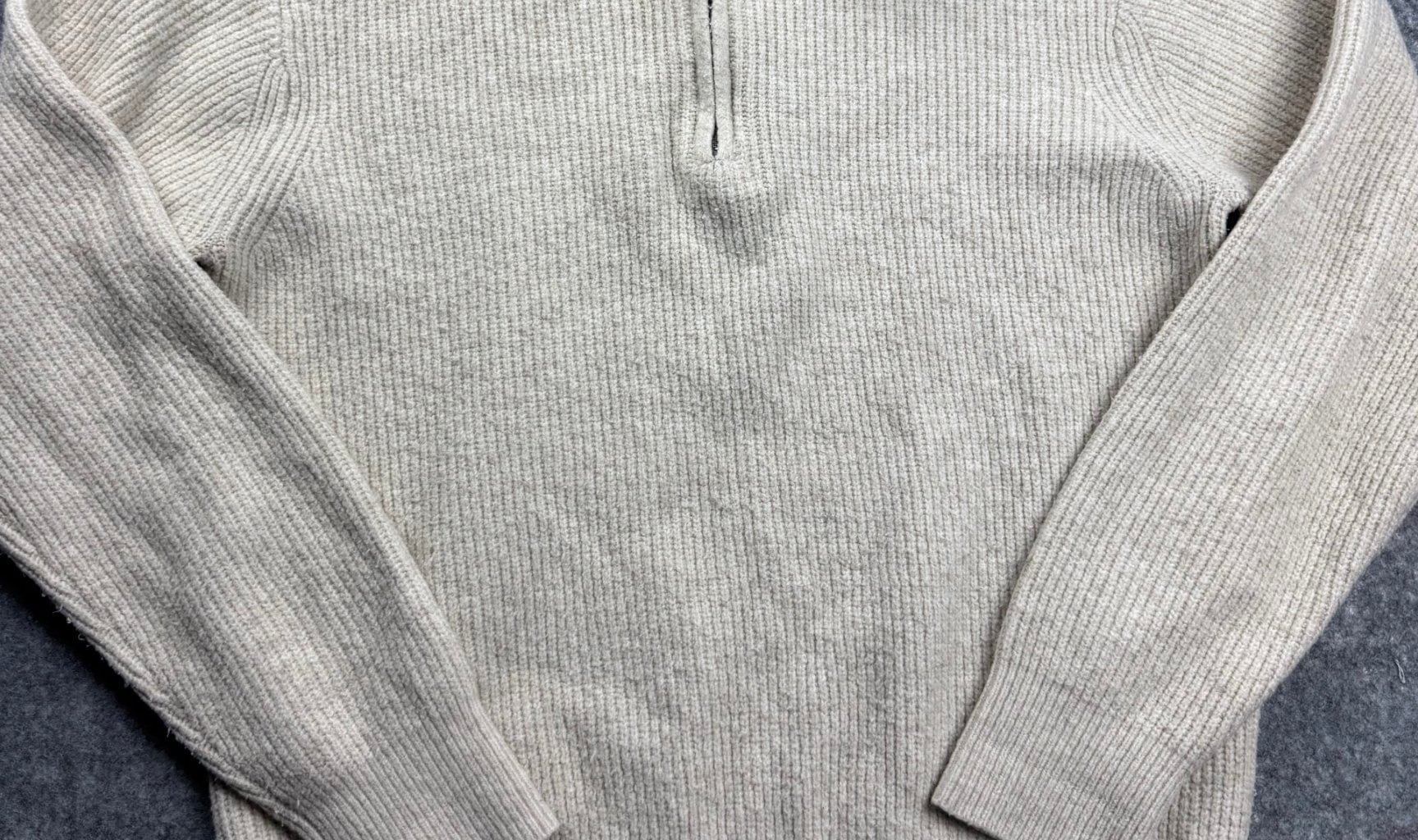 Uniqlo Cream Ribbed Half Zip Sweater Men’s M Wool Blend image 9