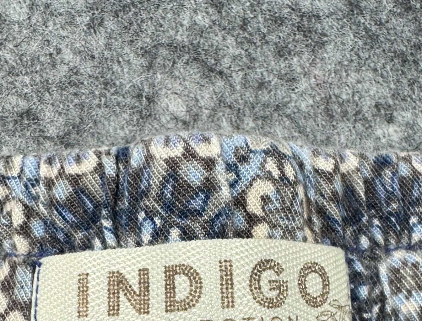 Indigo Collection Blue & White Printed Crinkle Trousers Elastic Waist One Size image 9