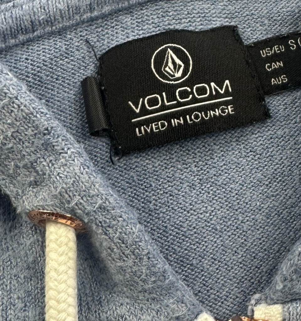 Volcom Light Blue Zip Hoodie Women’s Small Terry Texture image 8
