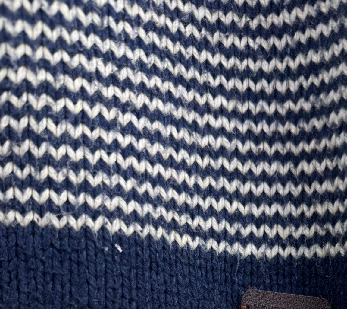 White Stuff Navy & Cream Striped Chunky Knit Jumper Medium image 9