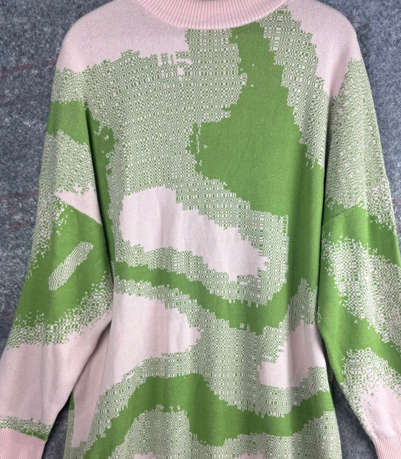 Monki Pink & Green Abstract Knit Jumper Dress Women’s 16 image 8