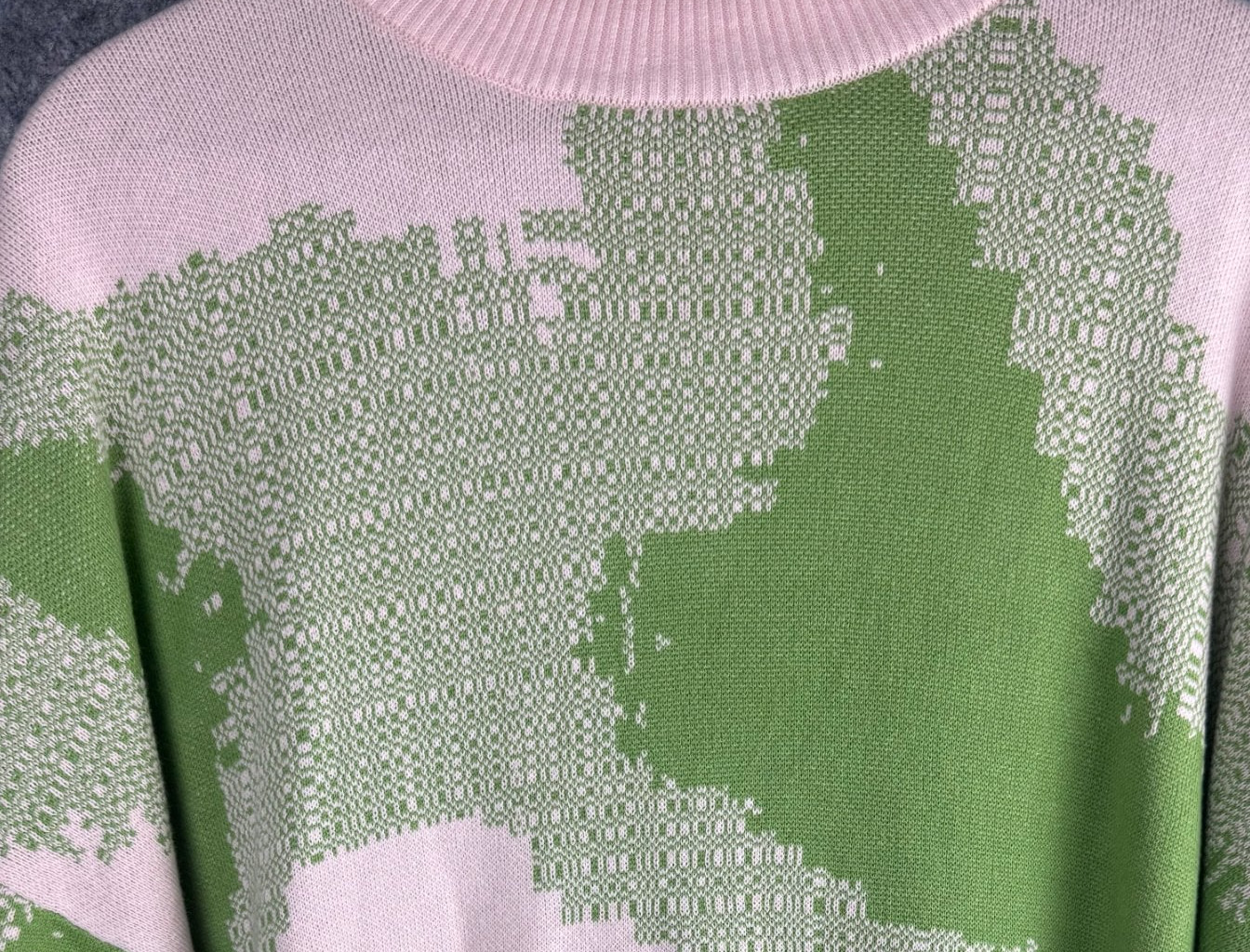 Monki Pink & Green Abstract Knit Jumper Dress Women’s 16 image 10