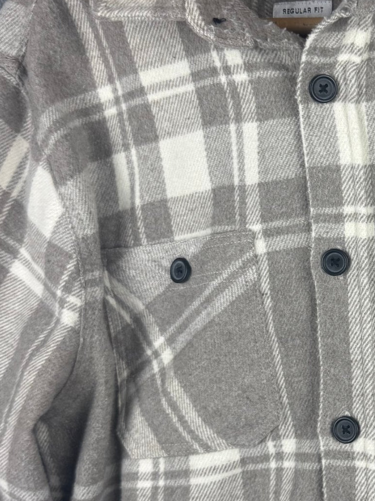 Springfield Grey & White Check Overshirt Large Regular Fit image 8