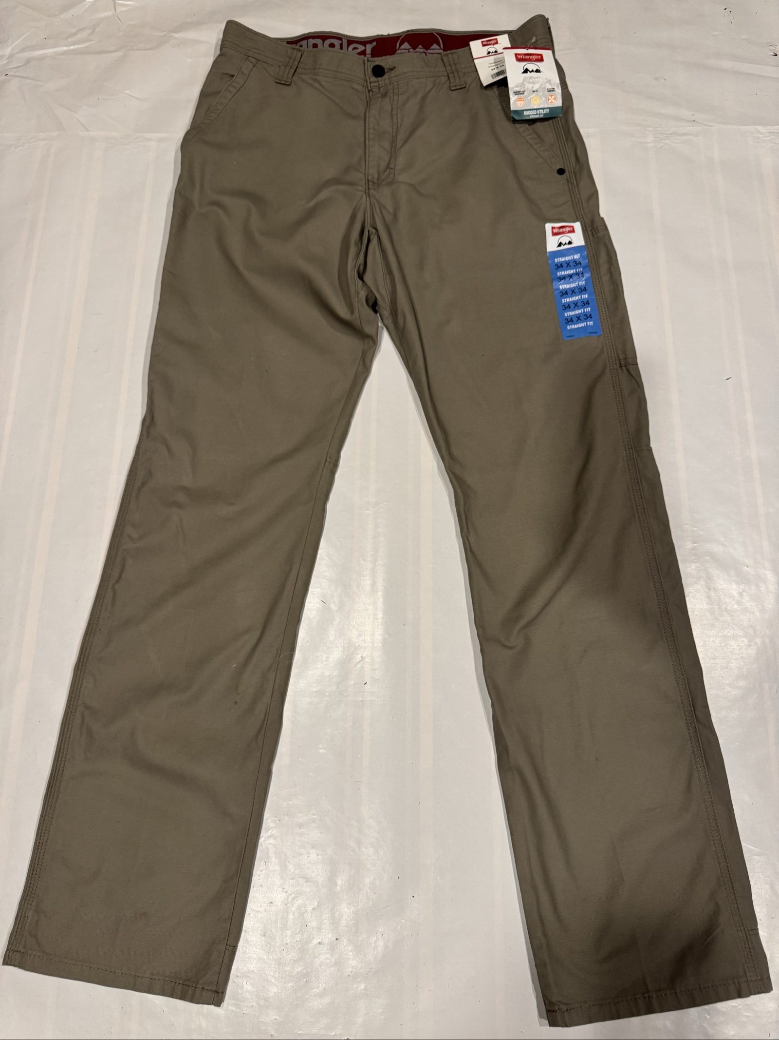 Wrangler Men's Tan Straight Fit Rugged Utility Pants 34x34