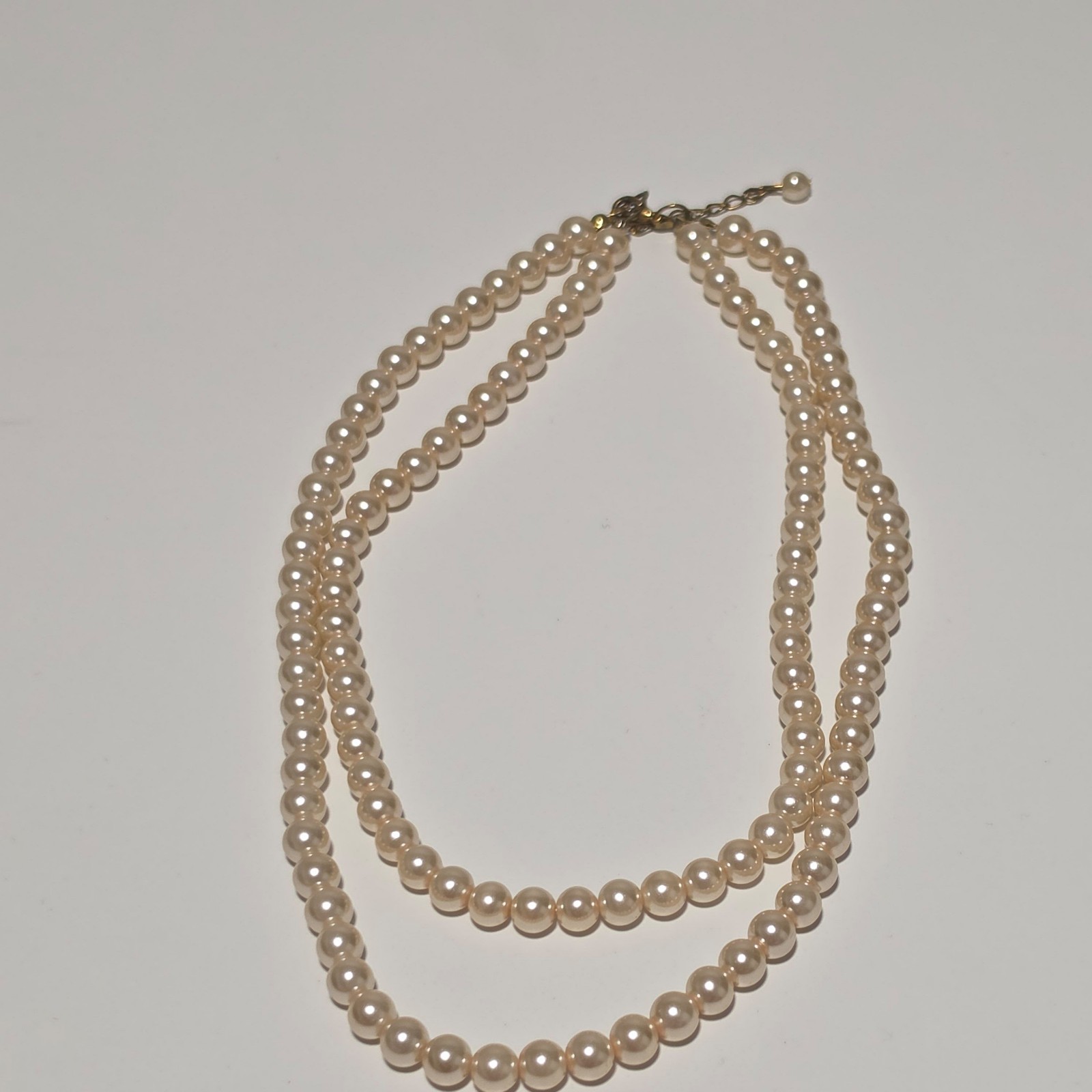 Faux Pearl Necklace Double Strand Cream Colour .b6