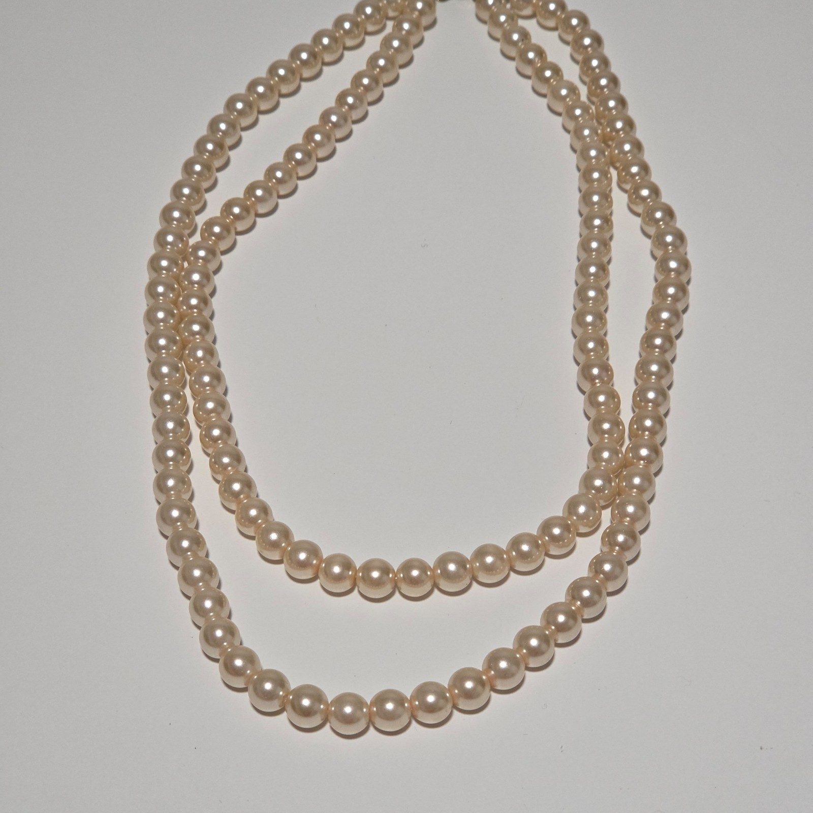 Faux Pearl Necklace Double Strand Cream Colour .b6 image 3