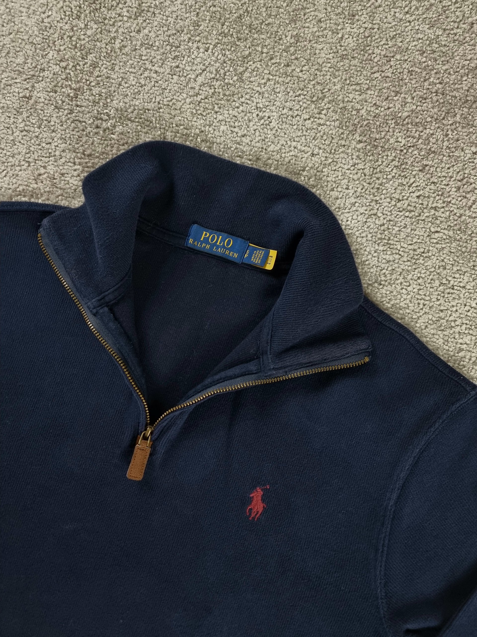 Sweater 1/4 Zip Polo Ralph Lauren Men's S Navy Blue image 3