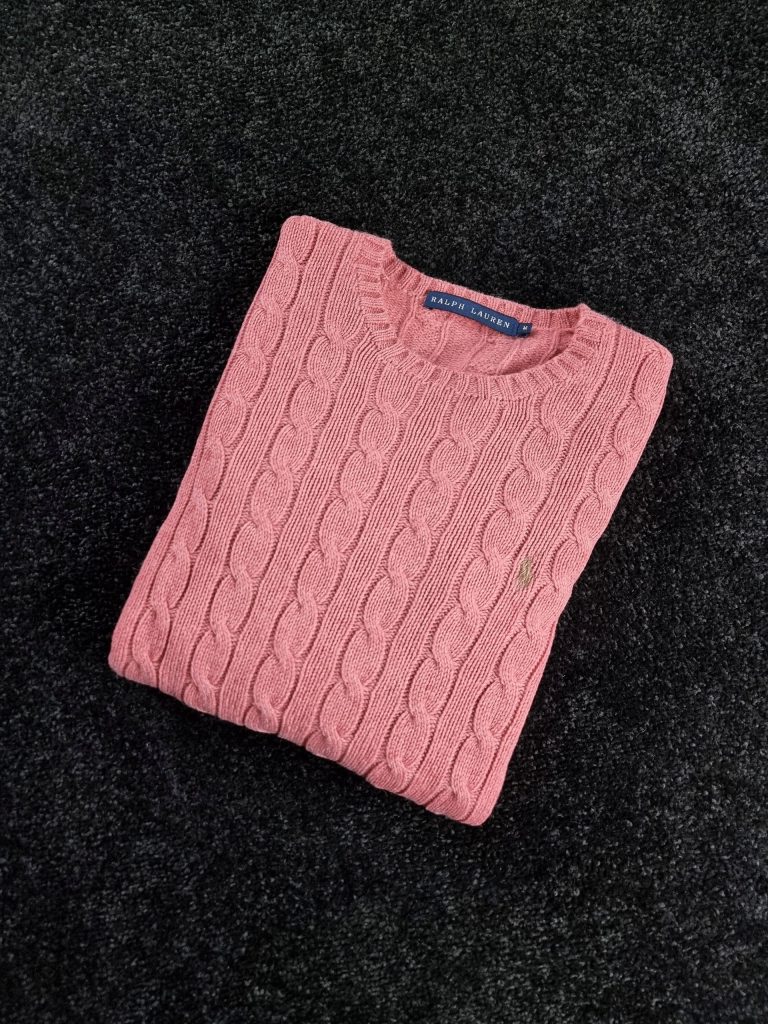 Cable Knit Sweater Polo Ralph Lauren Women's Medium Pink