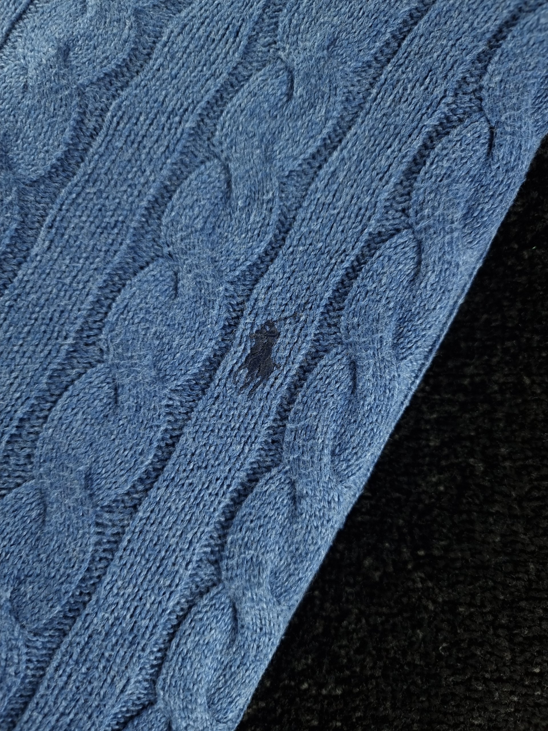 Sweater Cable Knit Polo Ralph Lauren Men L Blue image 3
