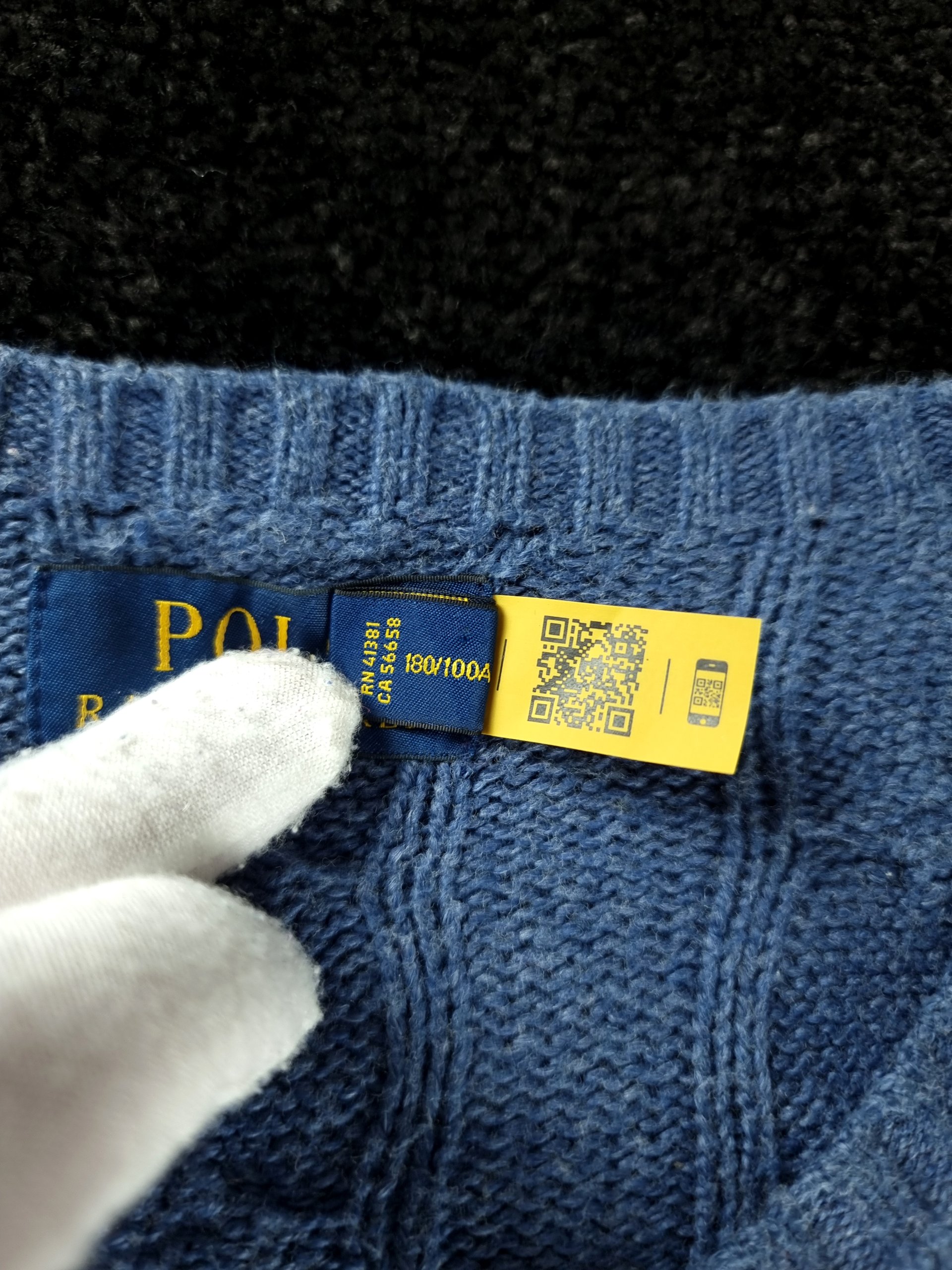 Sweater Cable Knit Polo Ralph Lauren Men L Blue image 4