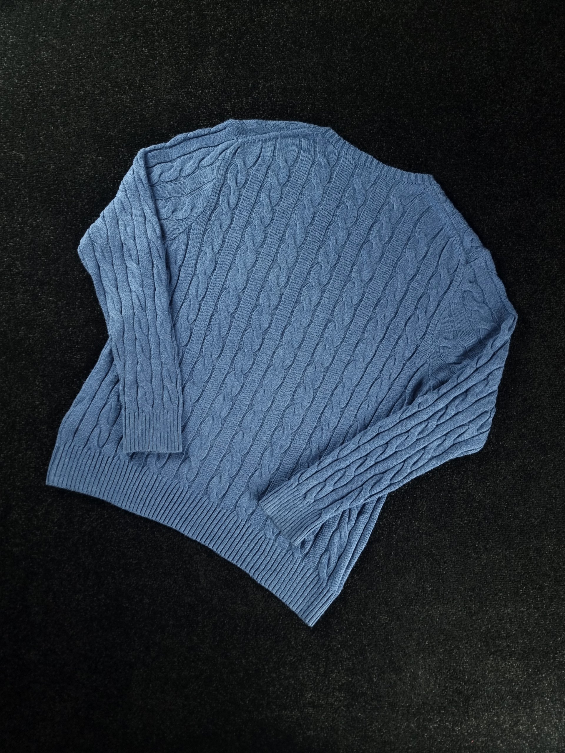 Sweater Cable Knit Polo Ralph Lauren Men L Blue image 6