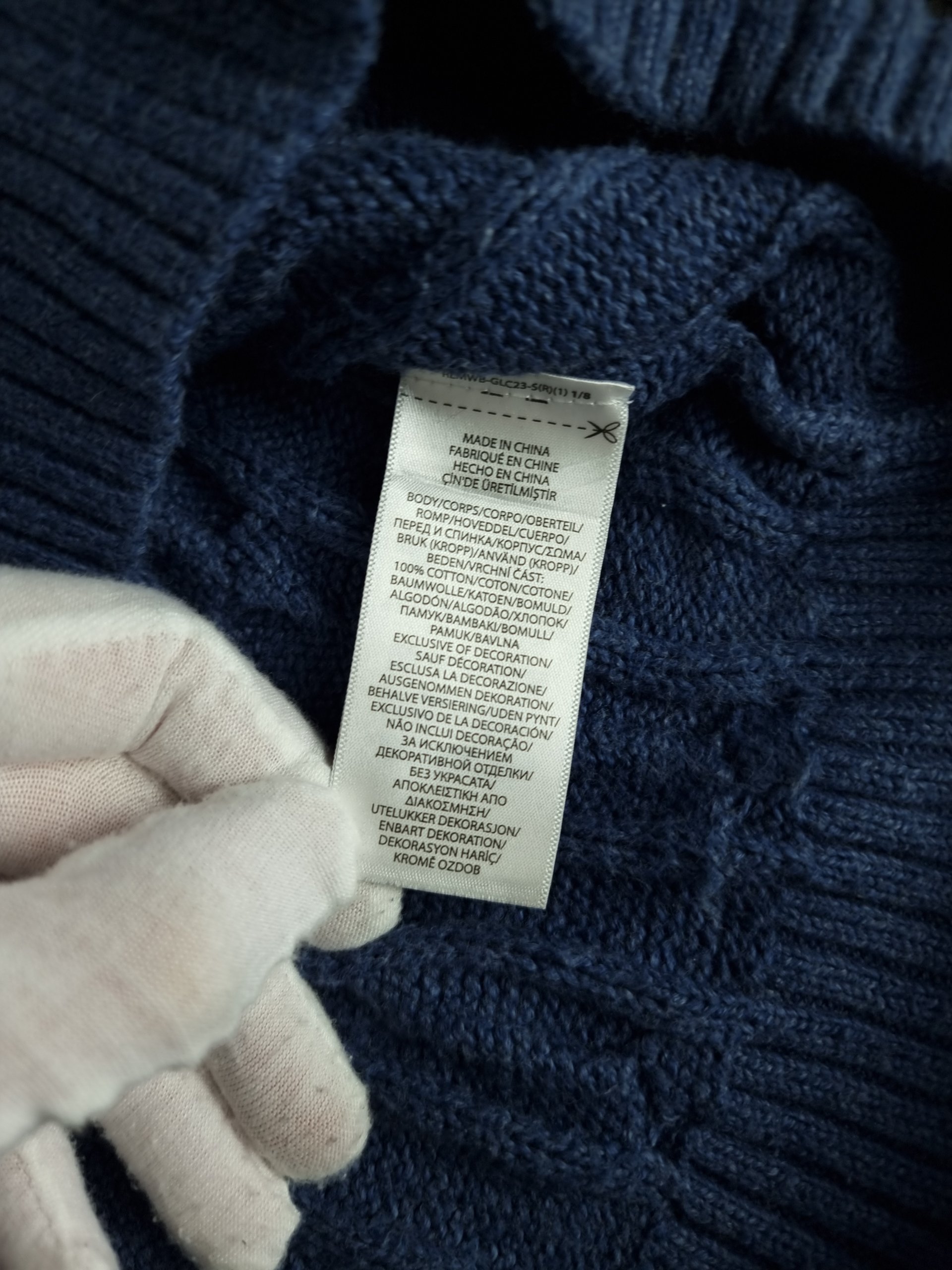 Sweater Cable Knit Polo Ralph Lauren Men L Blue image 7
