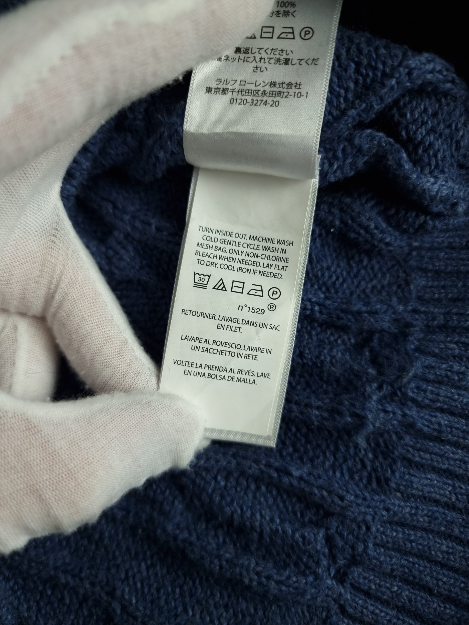 Sweater Cable Knit Polo Ralph Lauren Men L Blue image 8