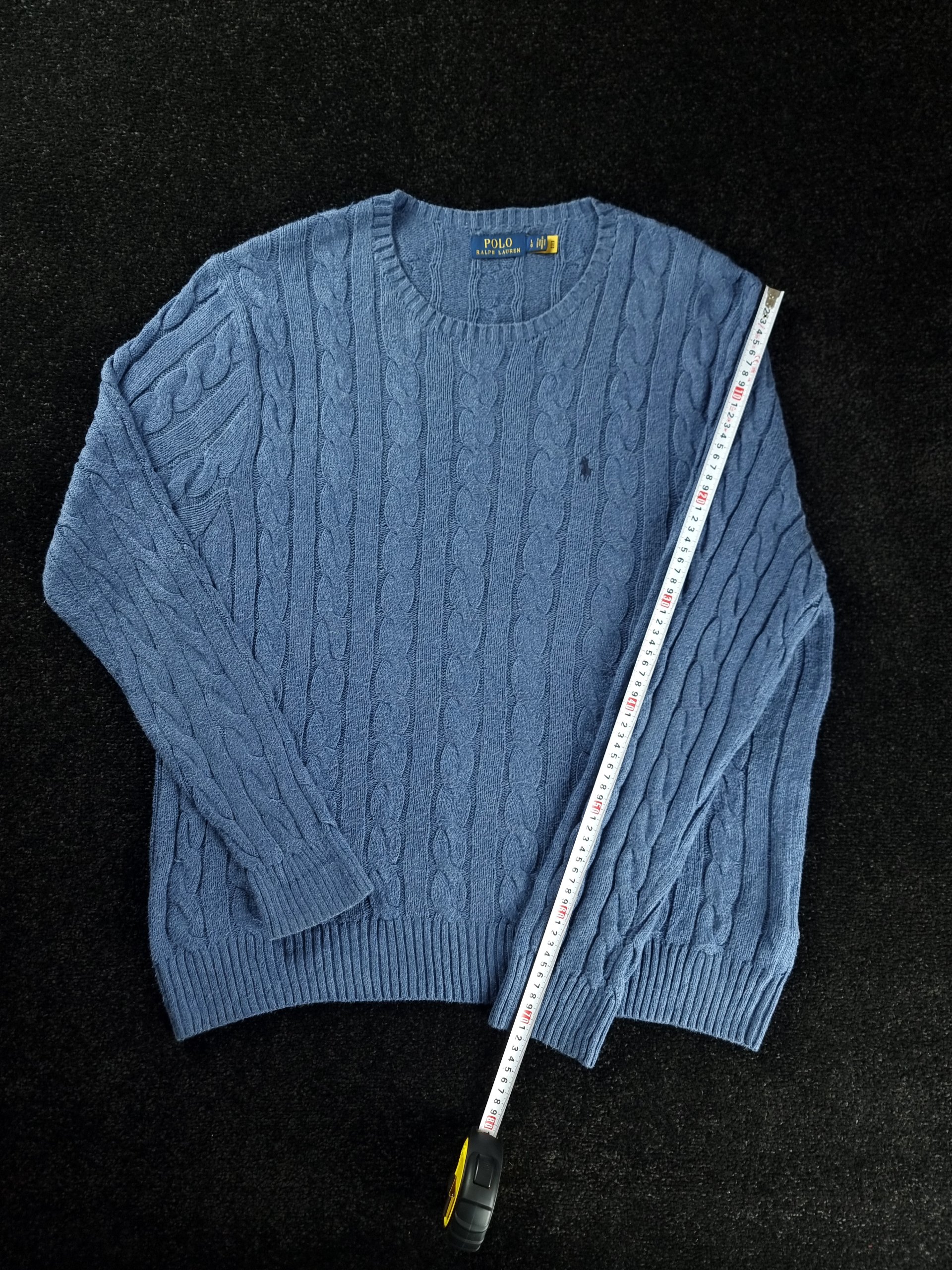 Sweater Cable Knit Polo Ralph Lauren Men L Blue image 10