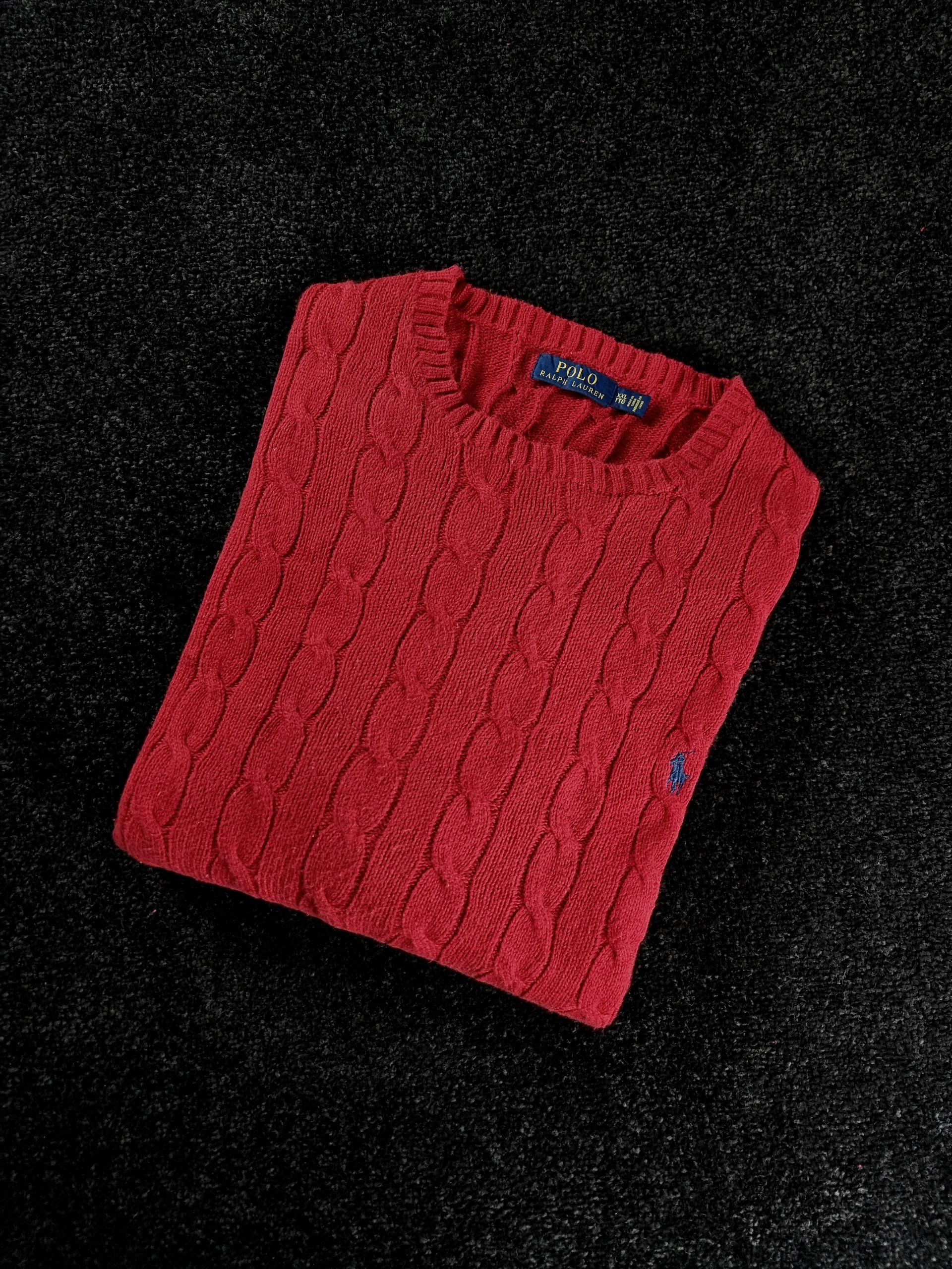 Sweater Cable Knit Polo Ralph Lauren Men's XXL Red