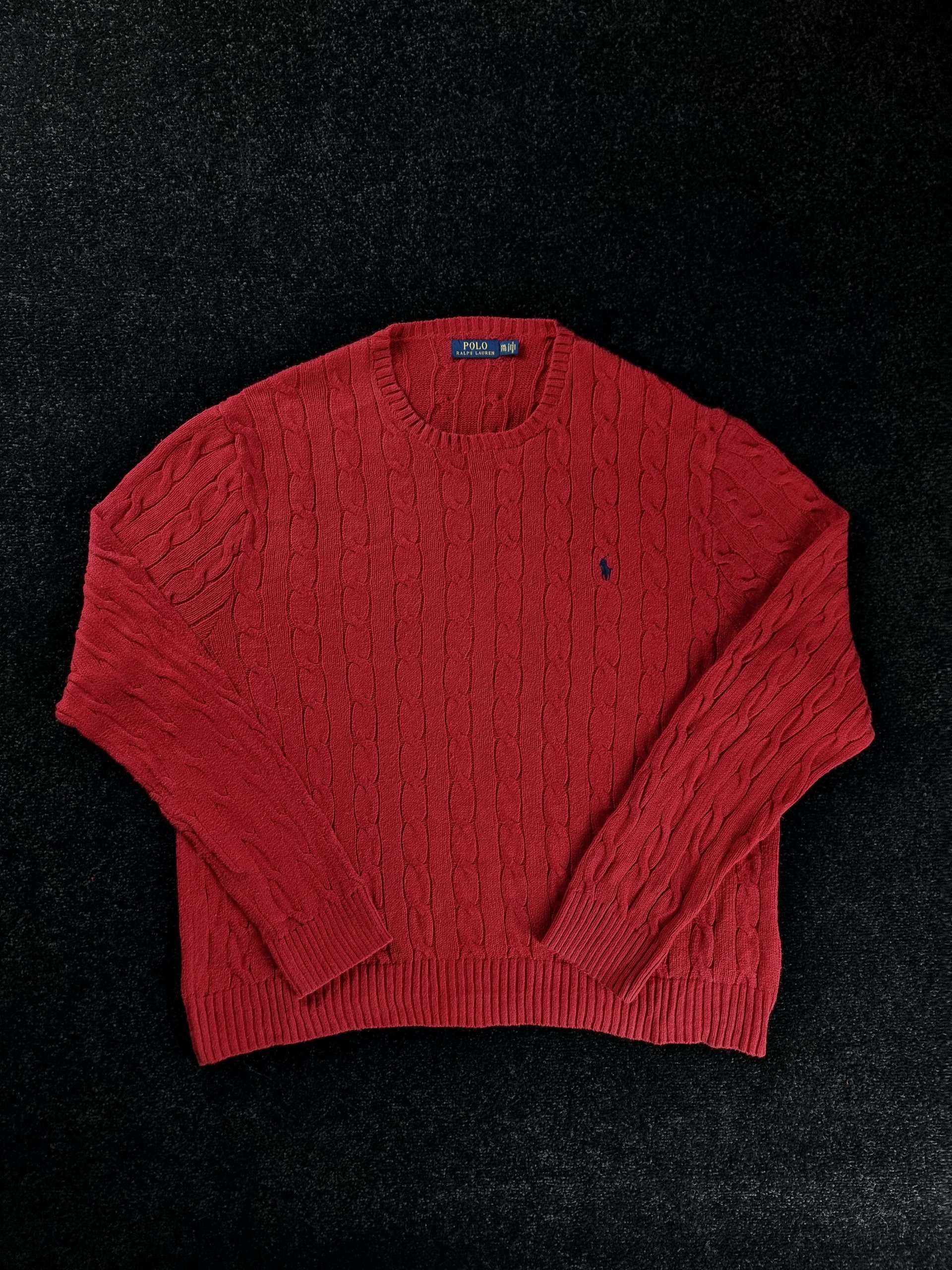 Sweater Cable Knit Polo Ralph Lauren Men's XXL Red image 2