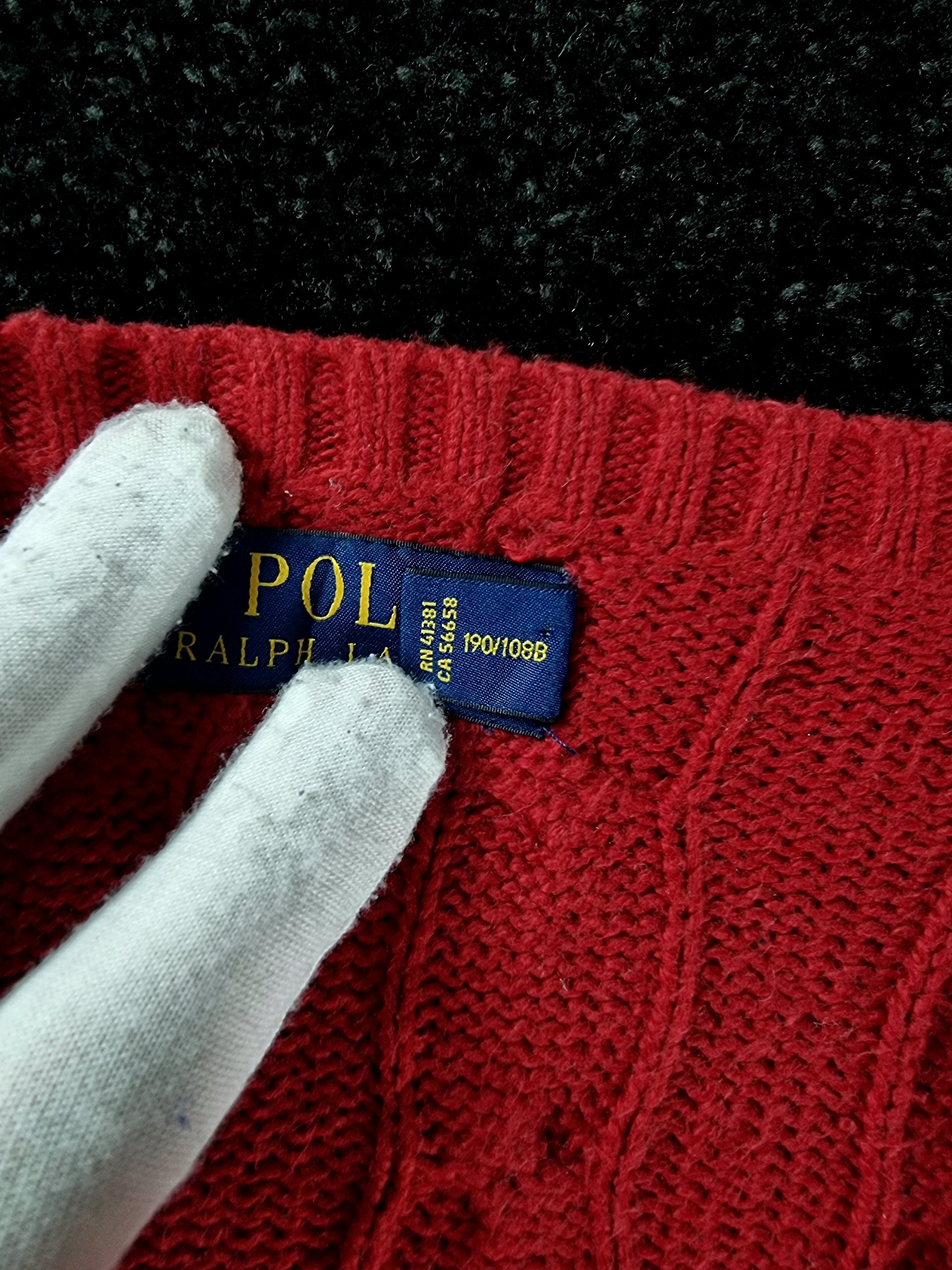 Sweater Cable Knit Polo Ralph Lauren Men's XXL Red image 3