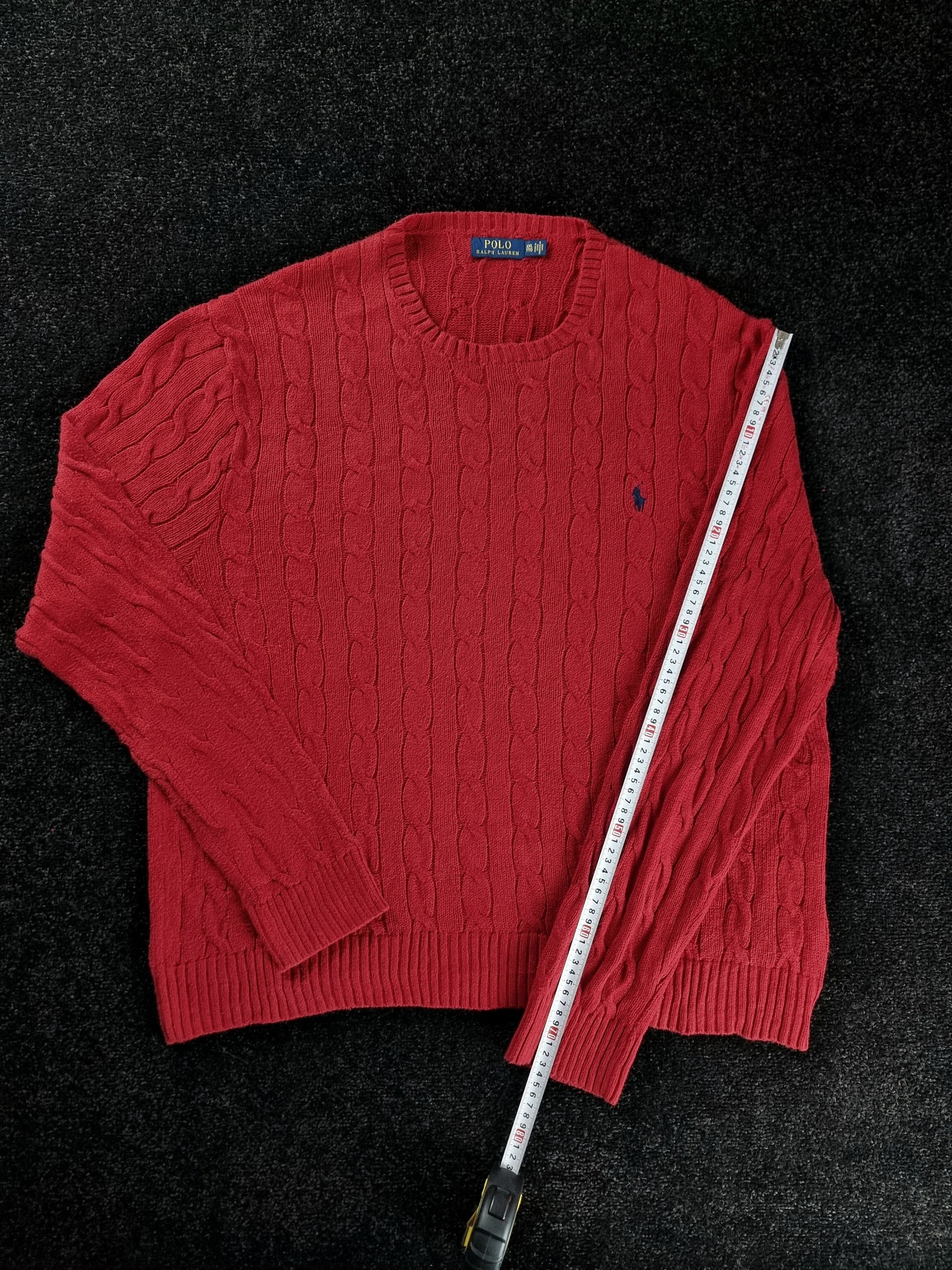 Sweater Cable Knit Polo Ralph Lauren Men's XXL Red image 10