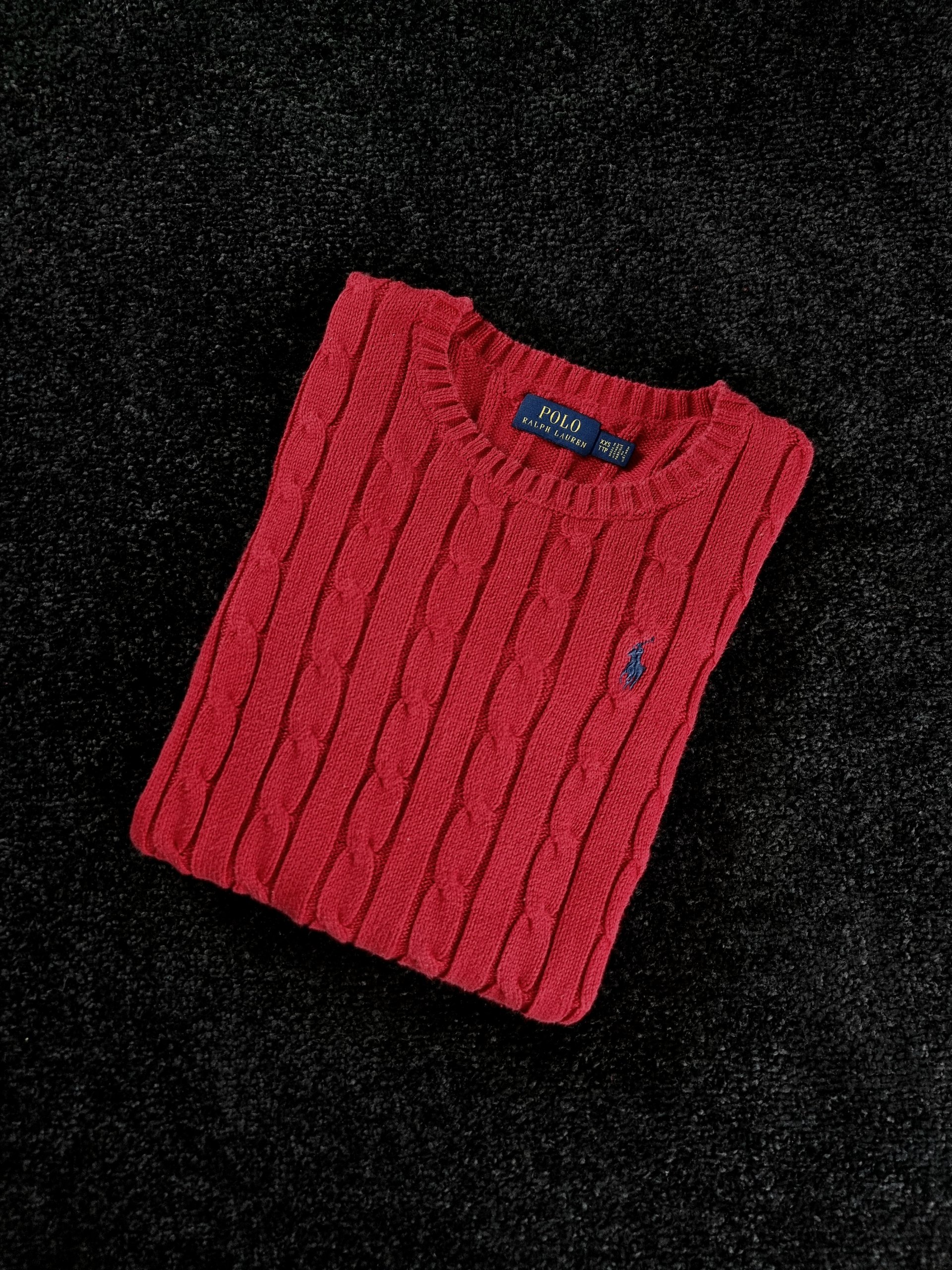 Sweater Cable Knit Ralph Lauren Women's XXS Red
