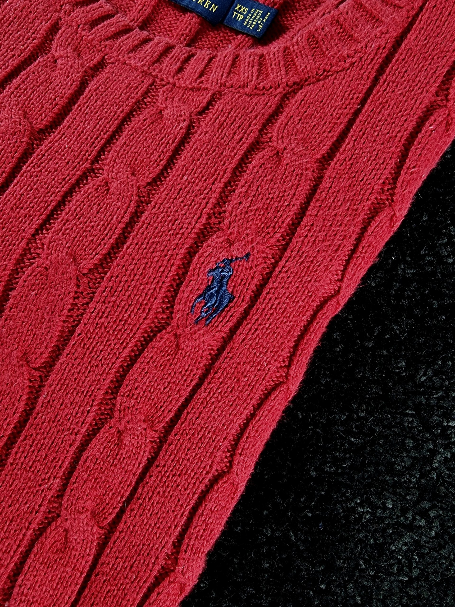 Sweater Cable Knit Ralph Lauren Women's XXS Red image 5