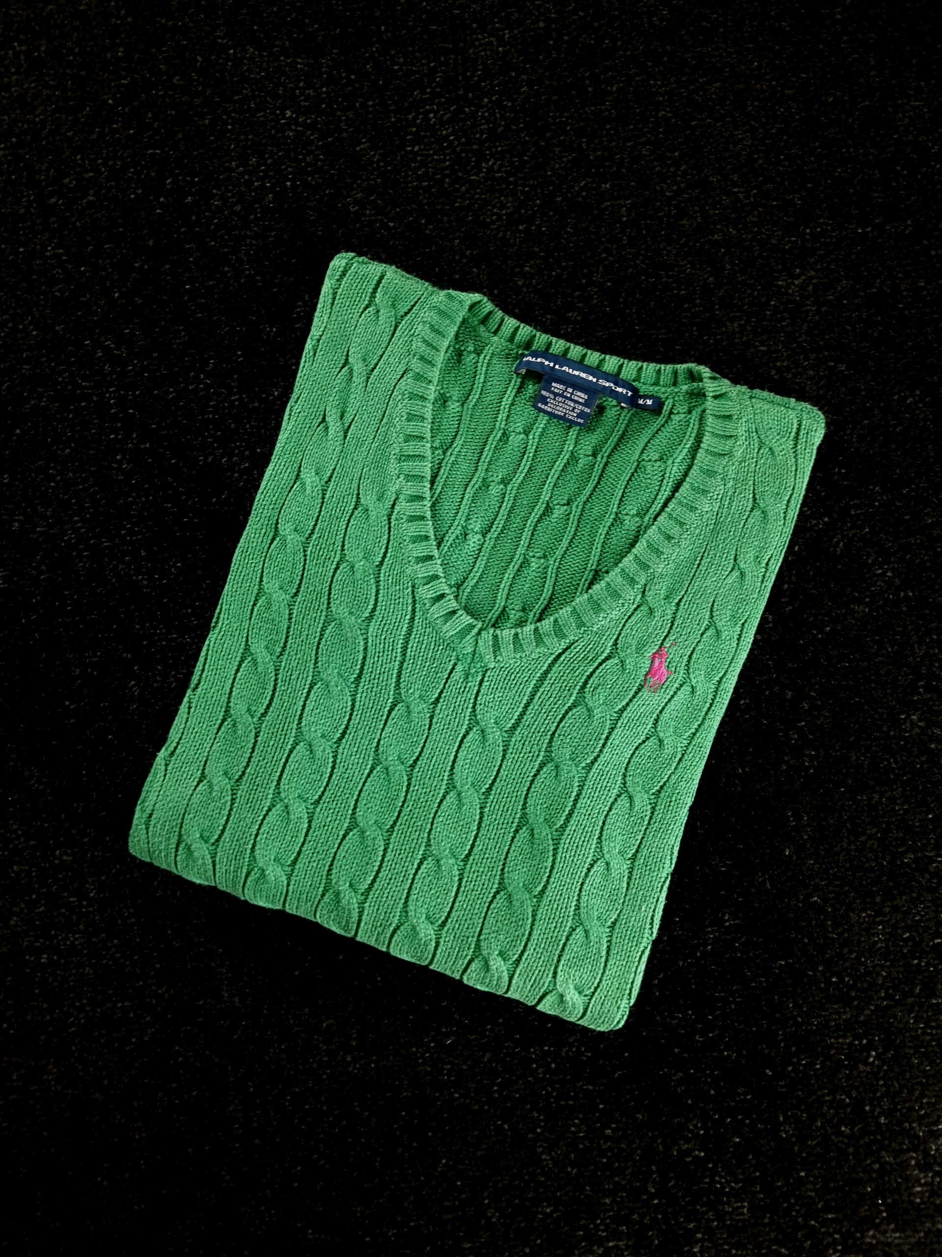 Sweater Cable Knit Ralph Lauren Women's M Green